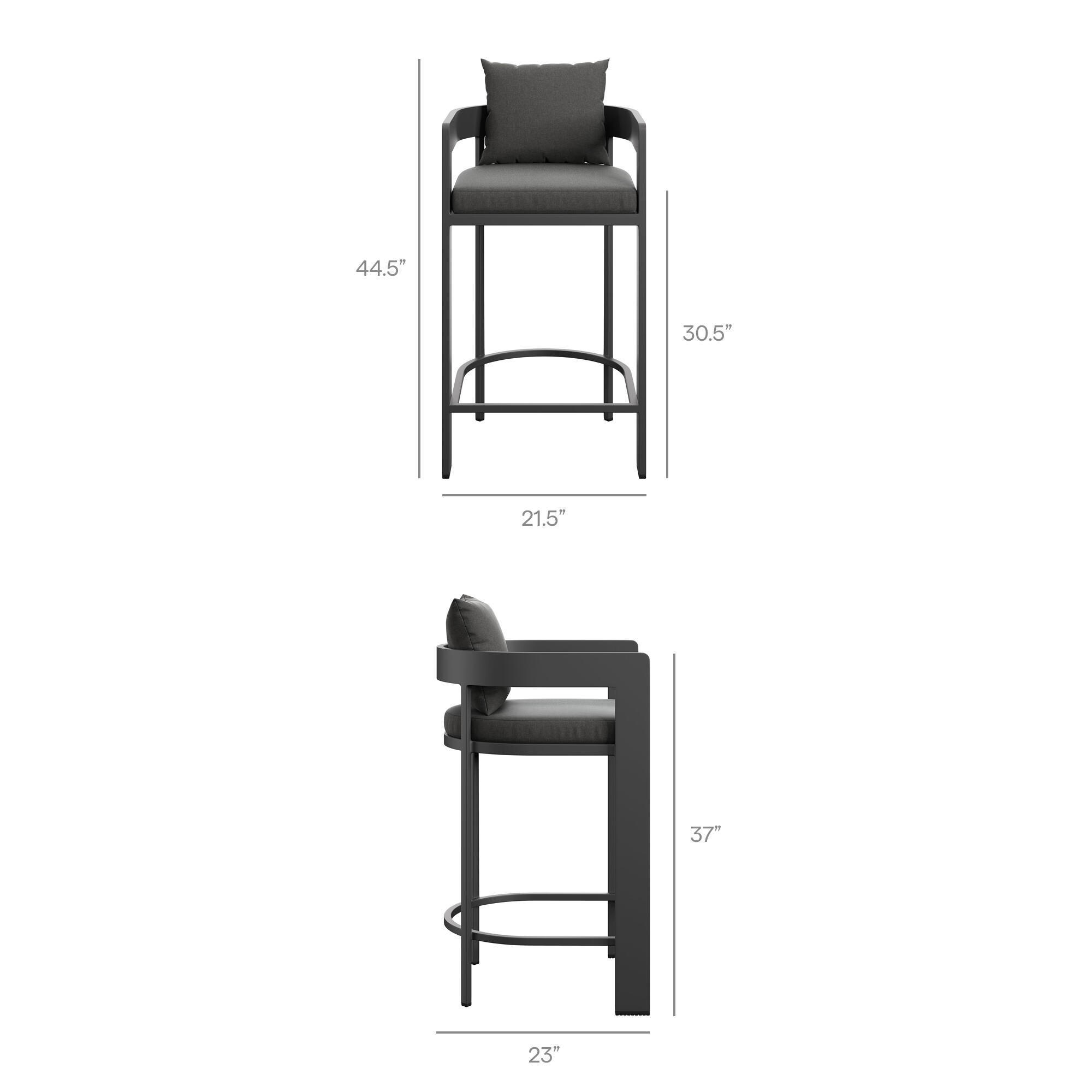 Modway Tahoe Outdoor Bar Table and 2 Bar Stools, Charcoal, large
