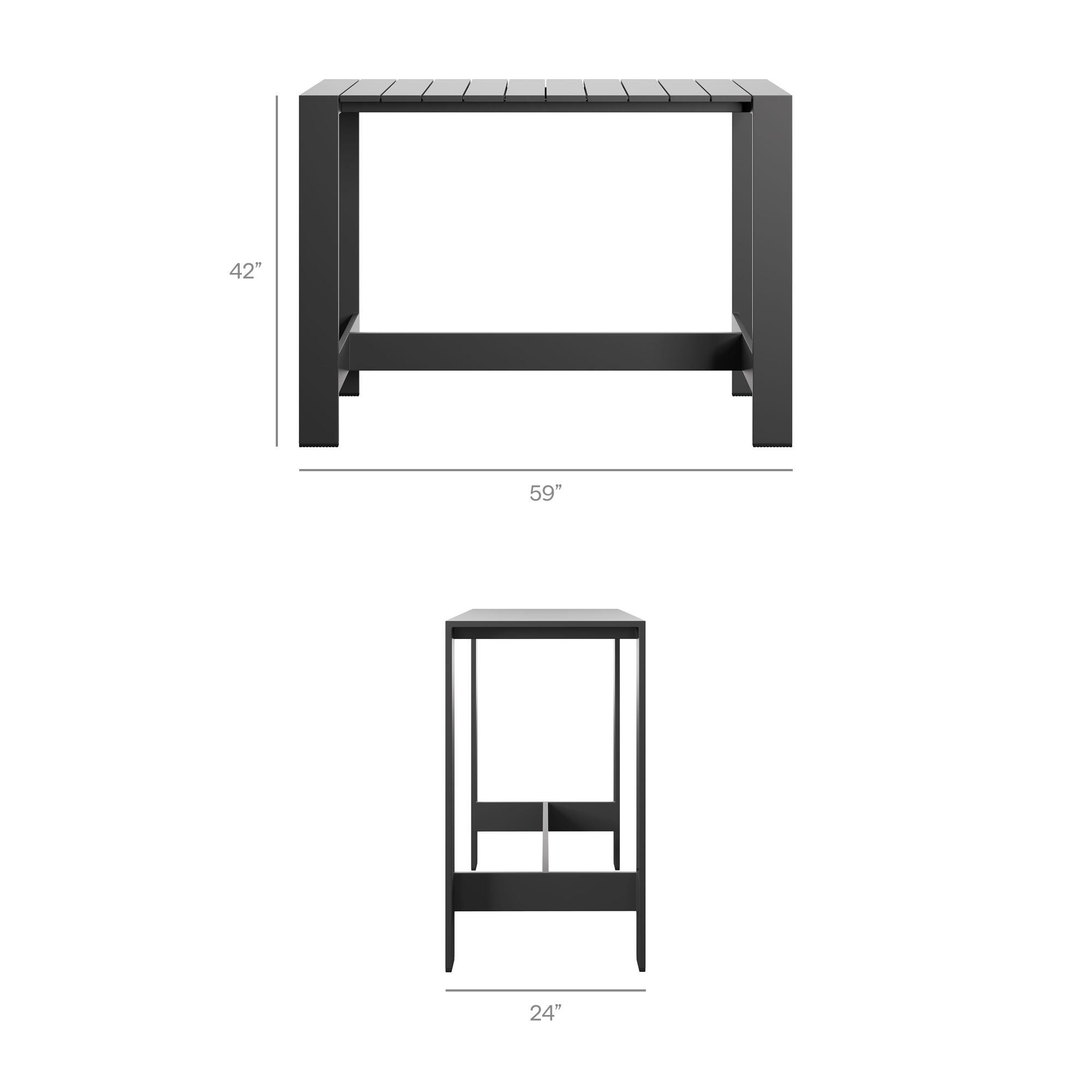 Modway Tahoe Outdoor Bar Table and 2 Bar Stools, Gray, large