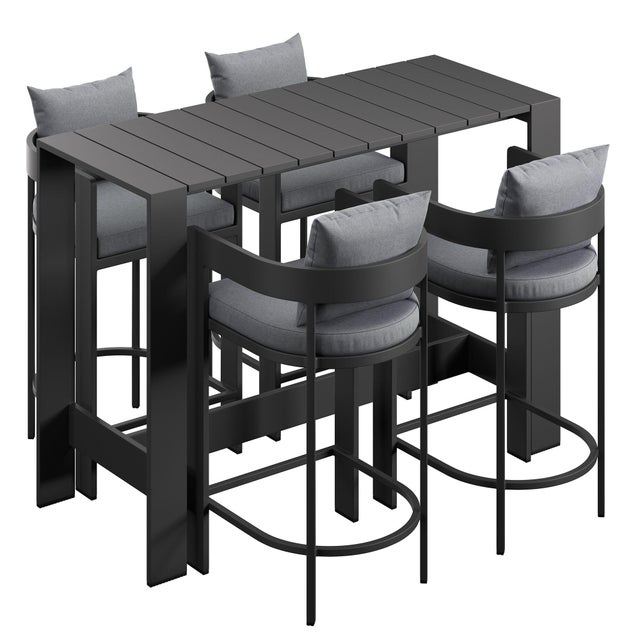 Modway Tahoe Outdoor Bar Table and 4 Bar Stools