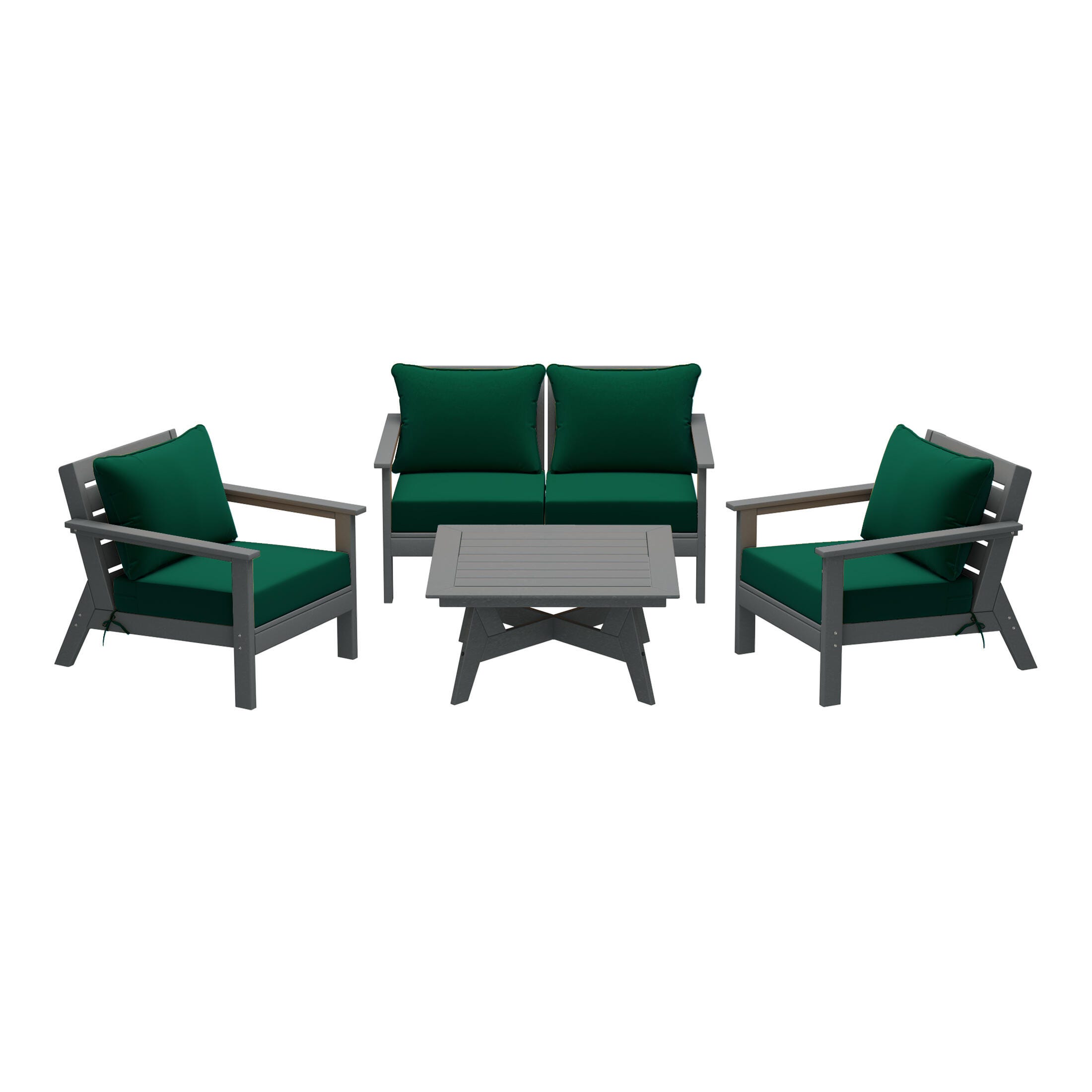 Westin Furniture Birchwood Outdoor Sofa and 2 Chairs with Coffee Table, Green, large