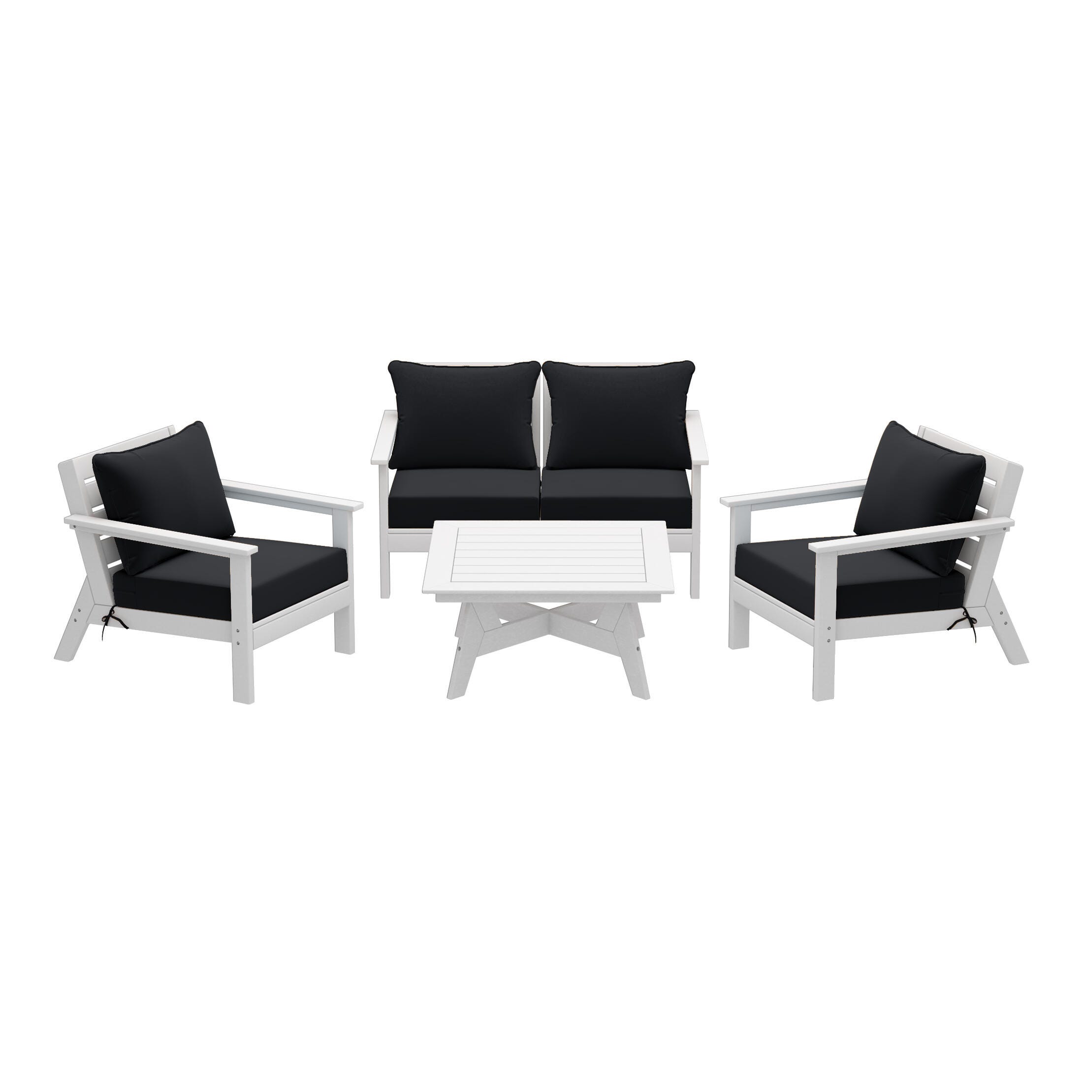 Westin Furniture Birchwood Outdoor Sofa and 2 Chairs with Coffee Table, Charcoal Black, large