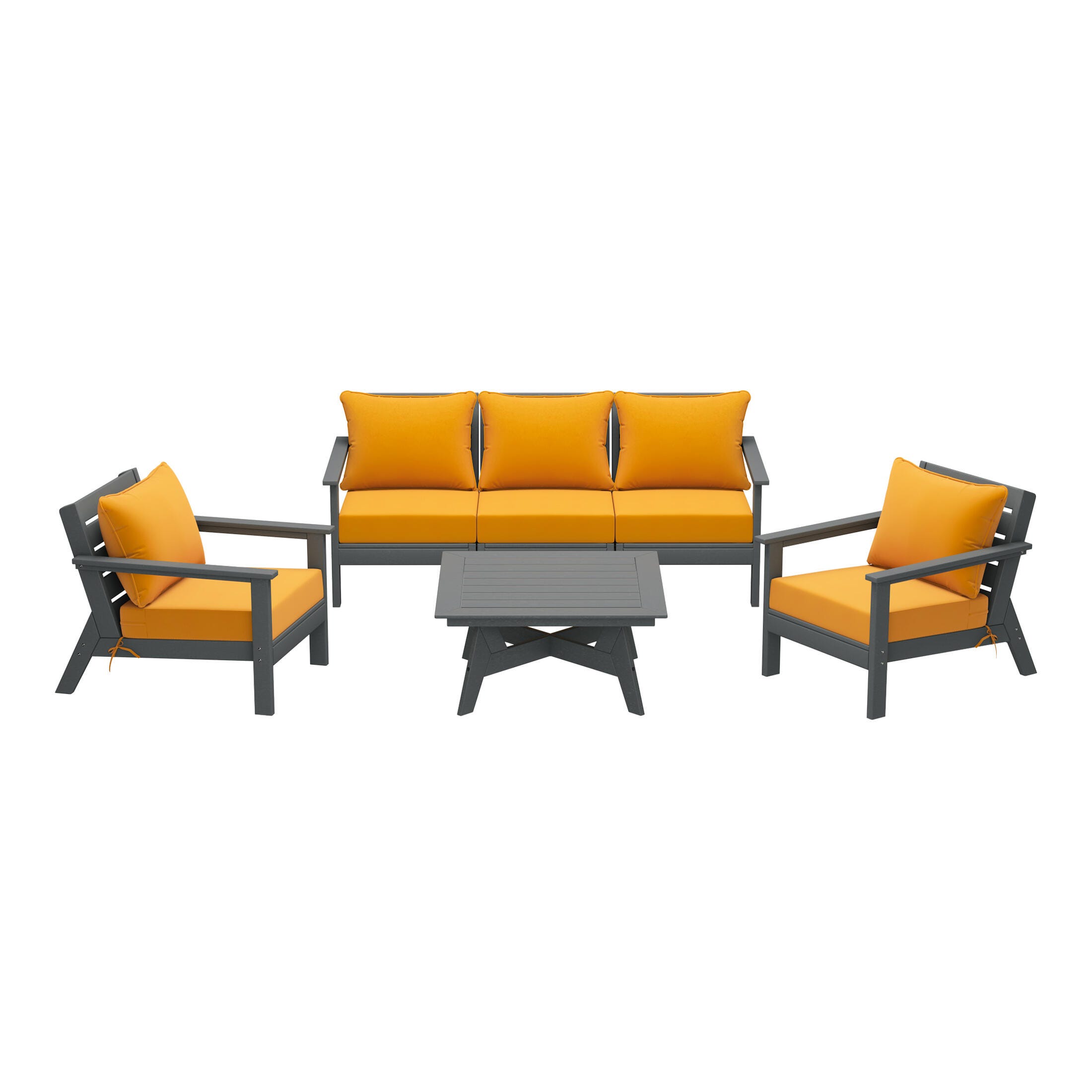 Westin Furniture Birchwood Solid Outdoor Sofa and 2 Chairs with Coffee Table, Yellow, large
