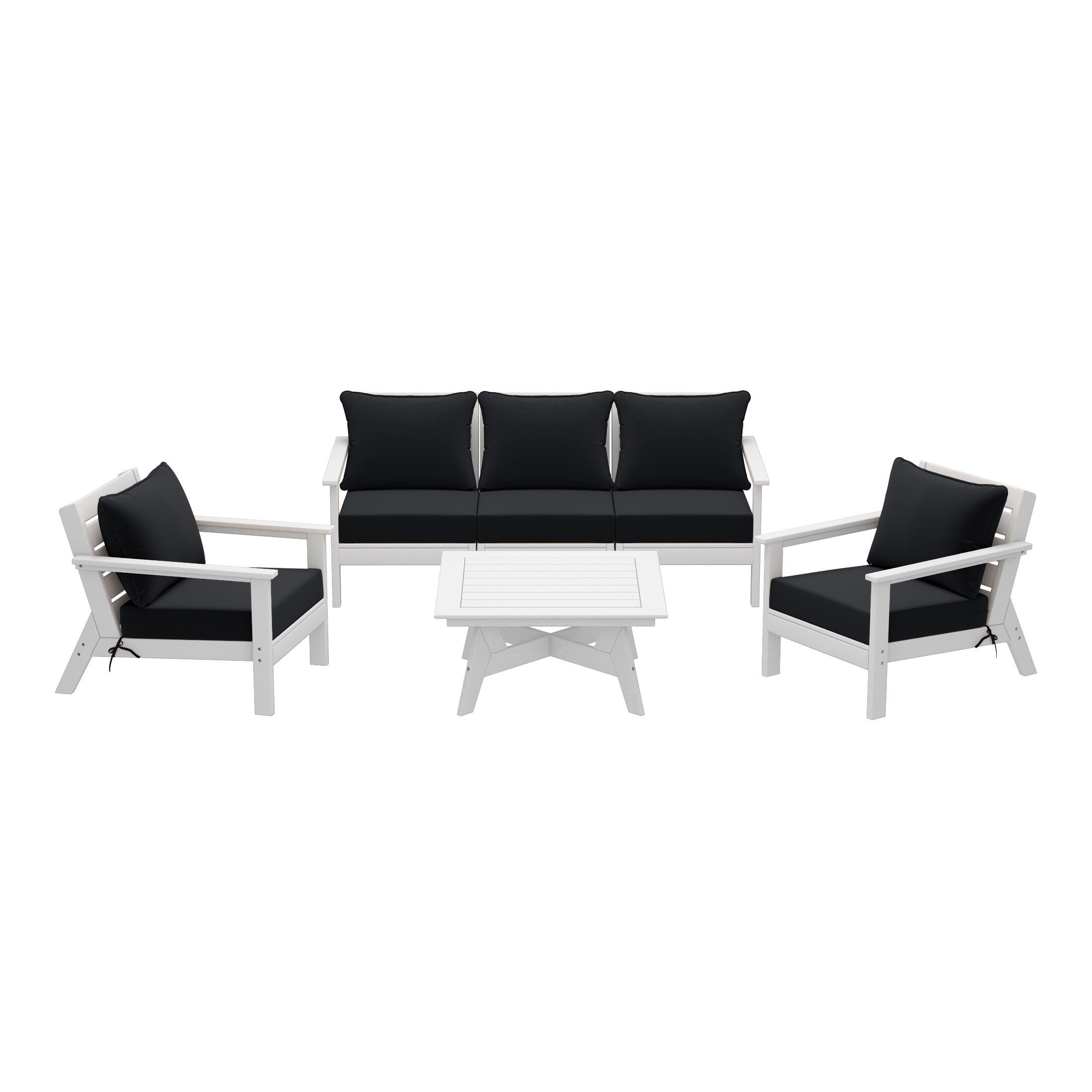 Westin Furniture Birchwood Solid Outdoor Sofa and 2 Chairs with Coffee Table, Dark Gray, large