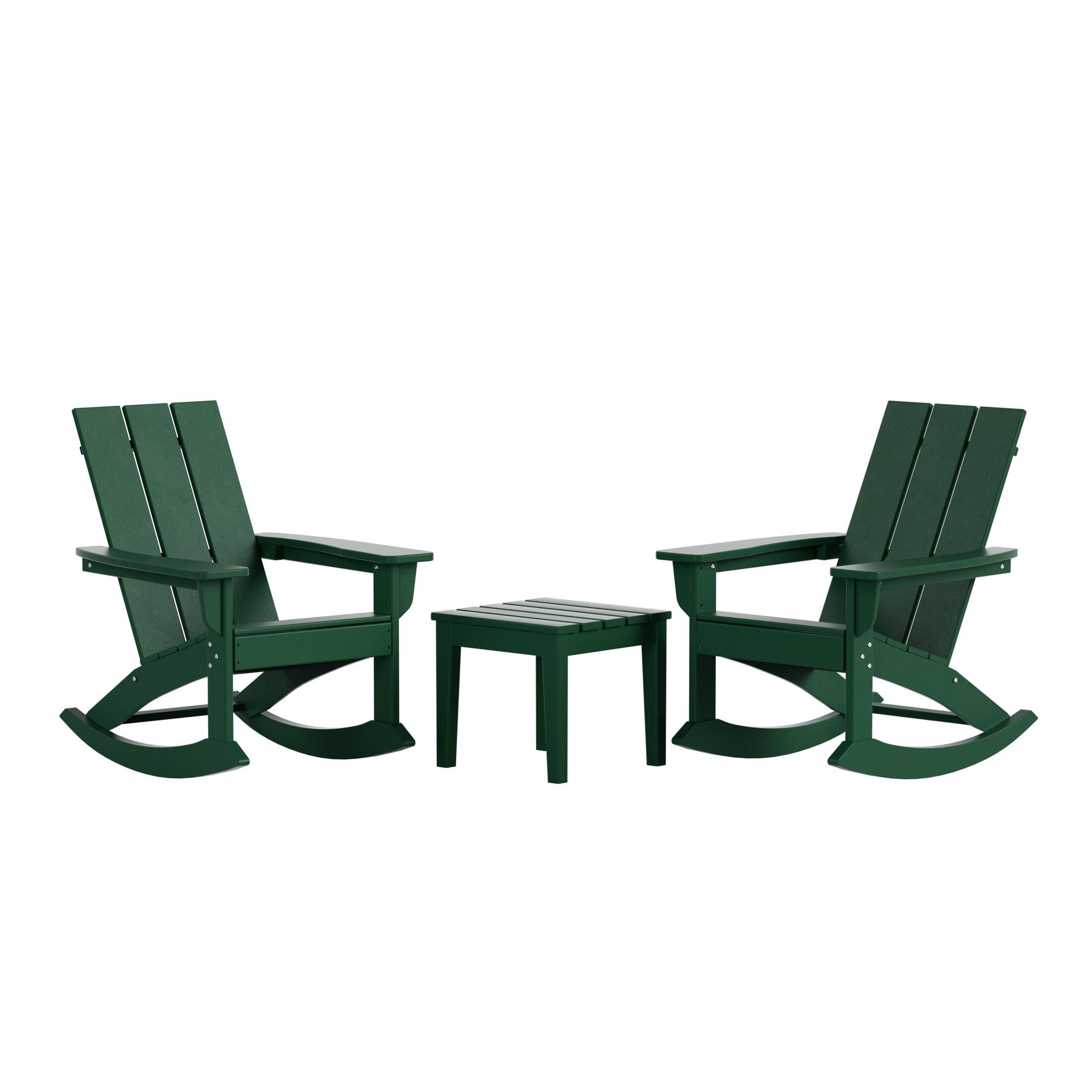 Westin Furniture Shoreside Outdoor Adirondack 2 Chairs with Side Table, Dark Green, large