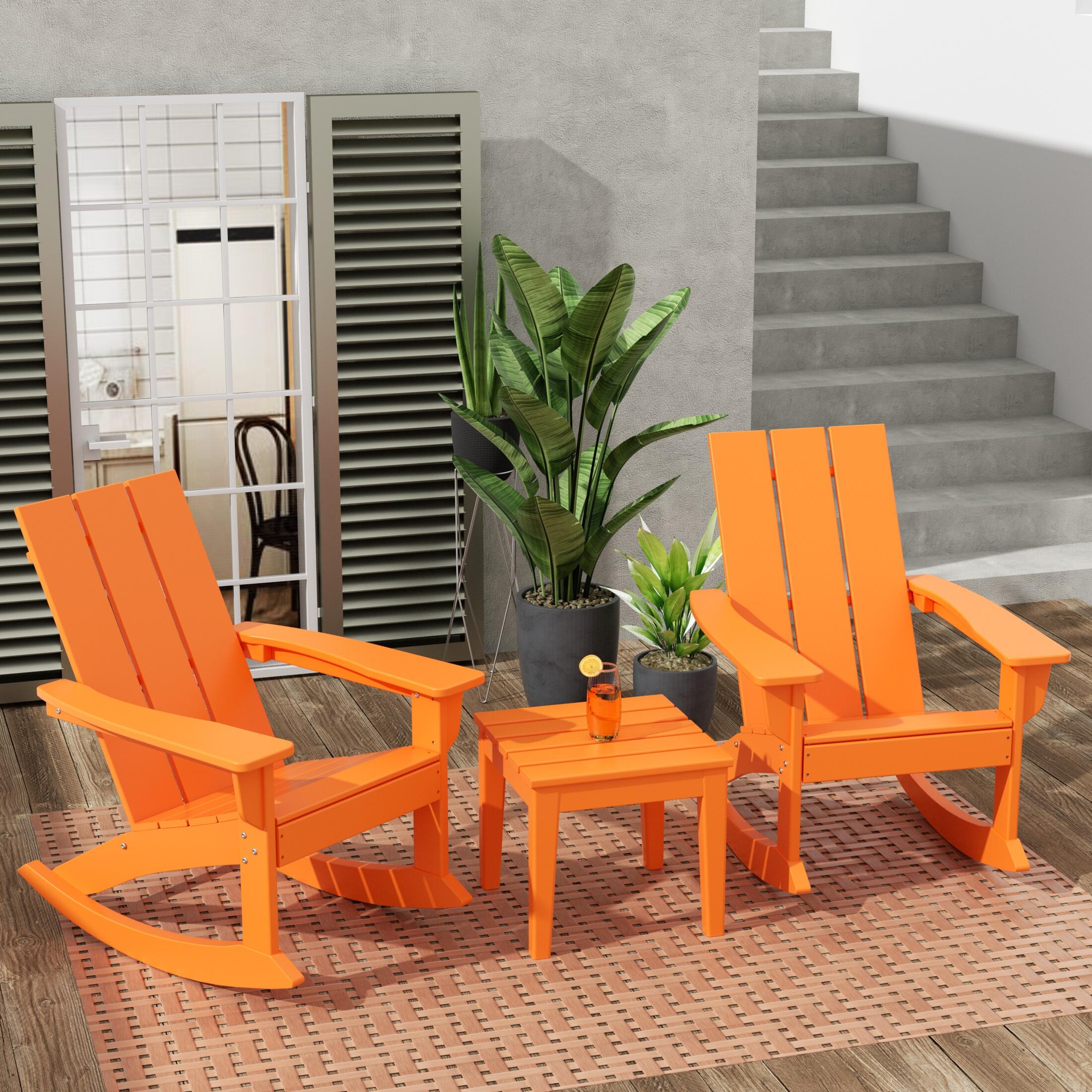 Westin Furniture Shoreside Outdoor Adirondack 2 Chairs with Side Table, Orange, rollover