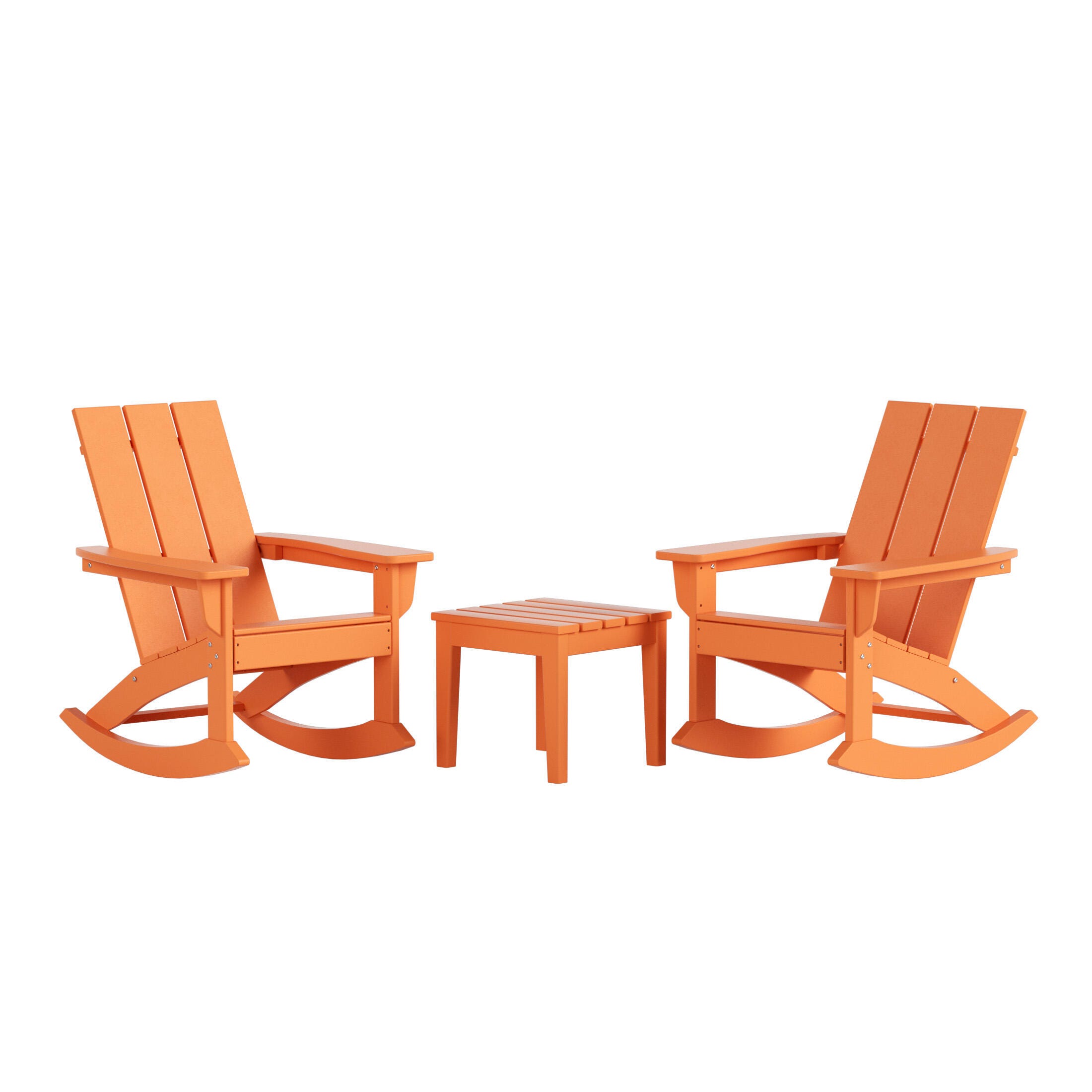 Westin Furniture Shoreside Outdoor Adirondack 2 Chairs with Side Table, Orange, large