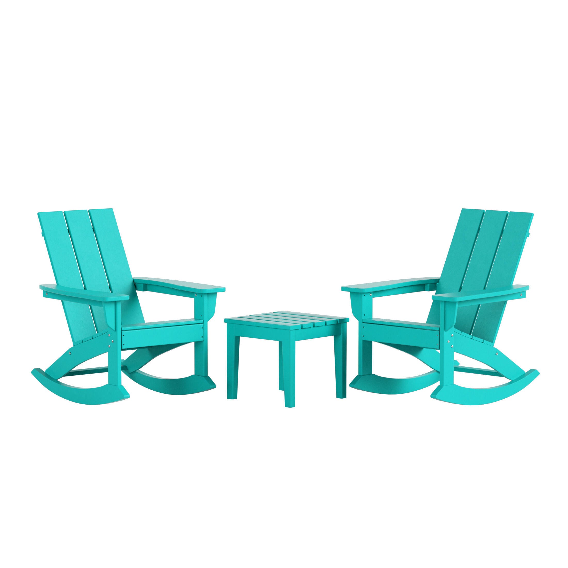 Westin Furniture Shoreside Outdoor Adirondack 2 Chairs with Side Table, Turquoise, large