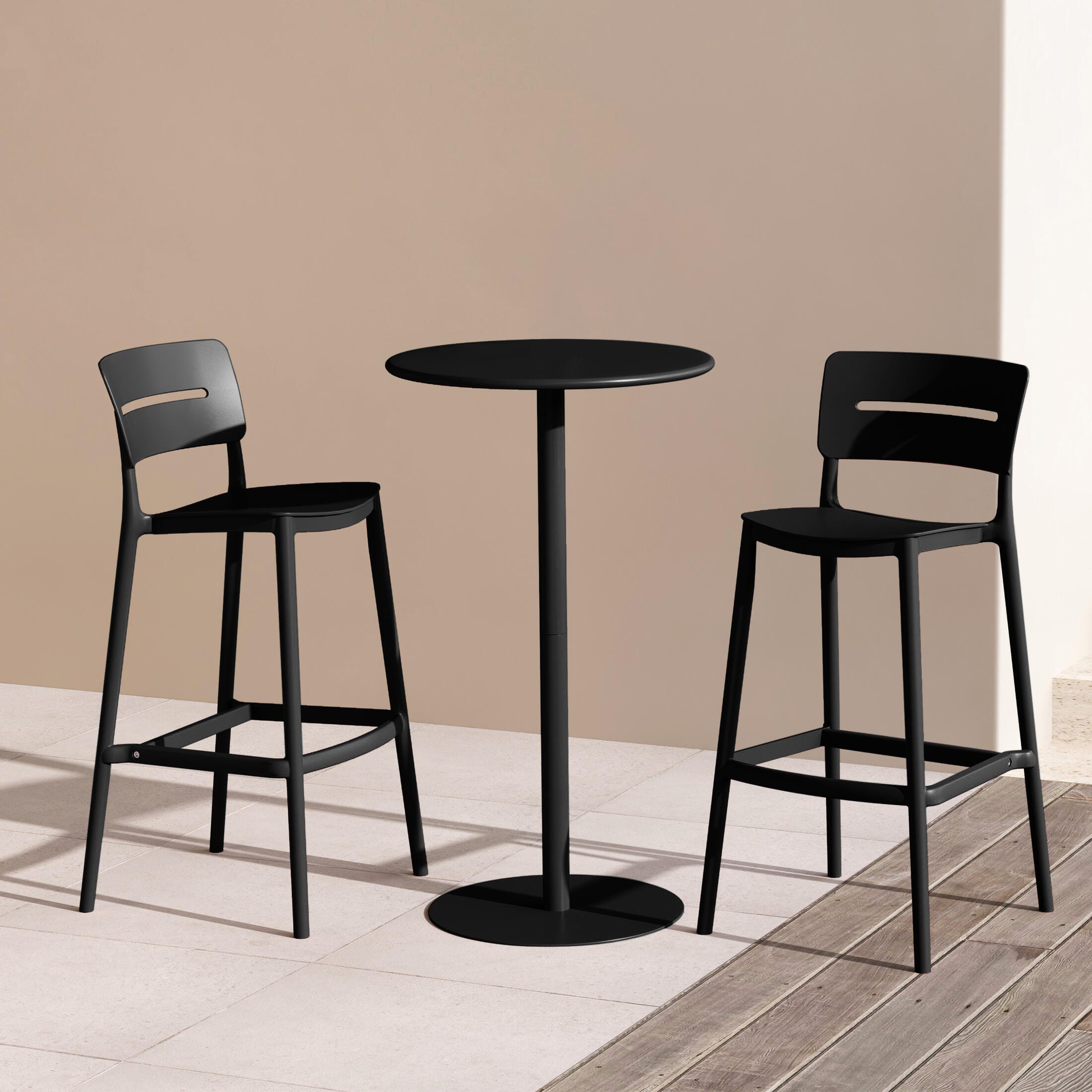 Westin Furniture Seraphine Outdoor Bar Table and 2 Barstools, Black, rollover
