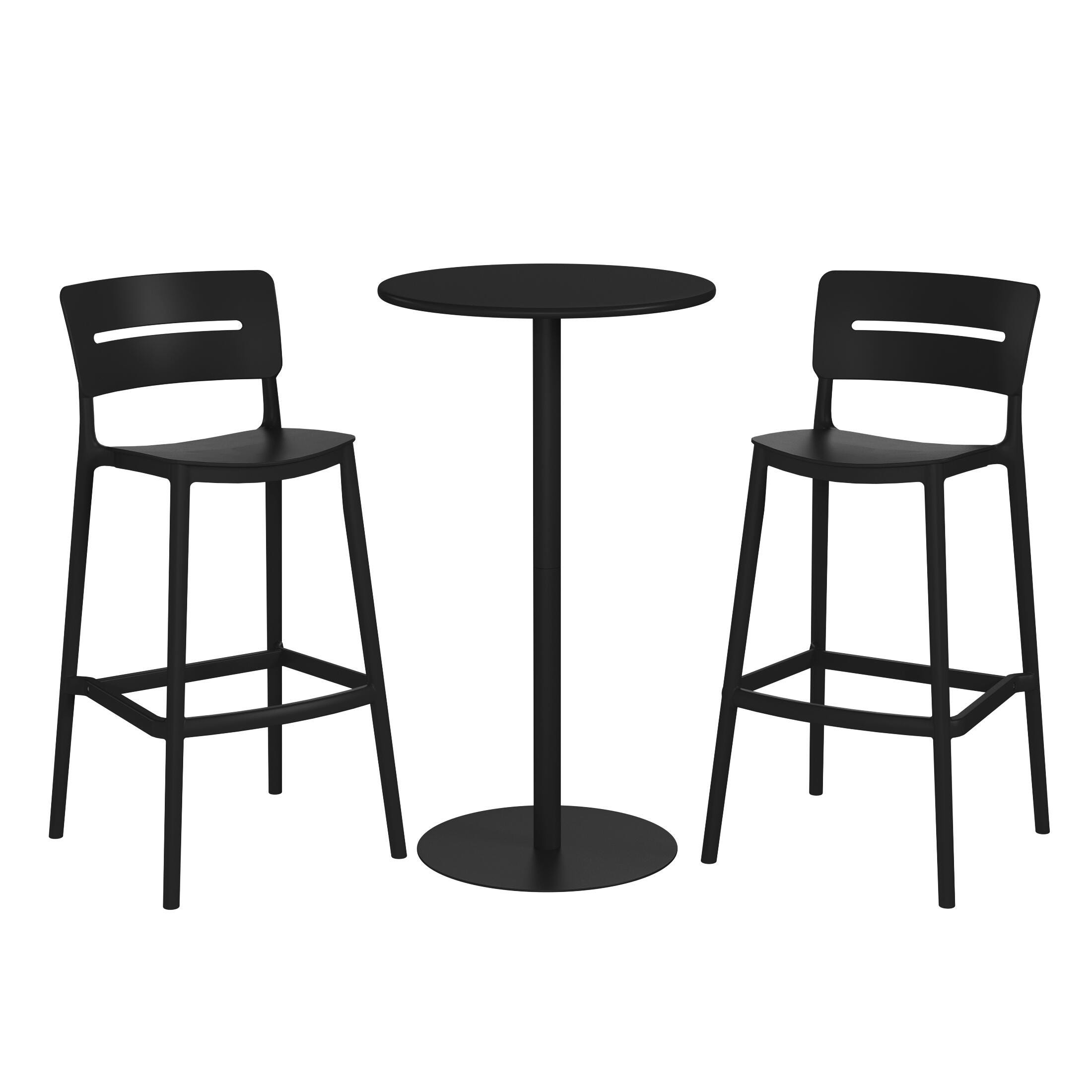 Westin Furniture Seraphine Outdoor Bar Table and 2 Barstools, Black, large