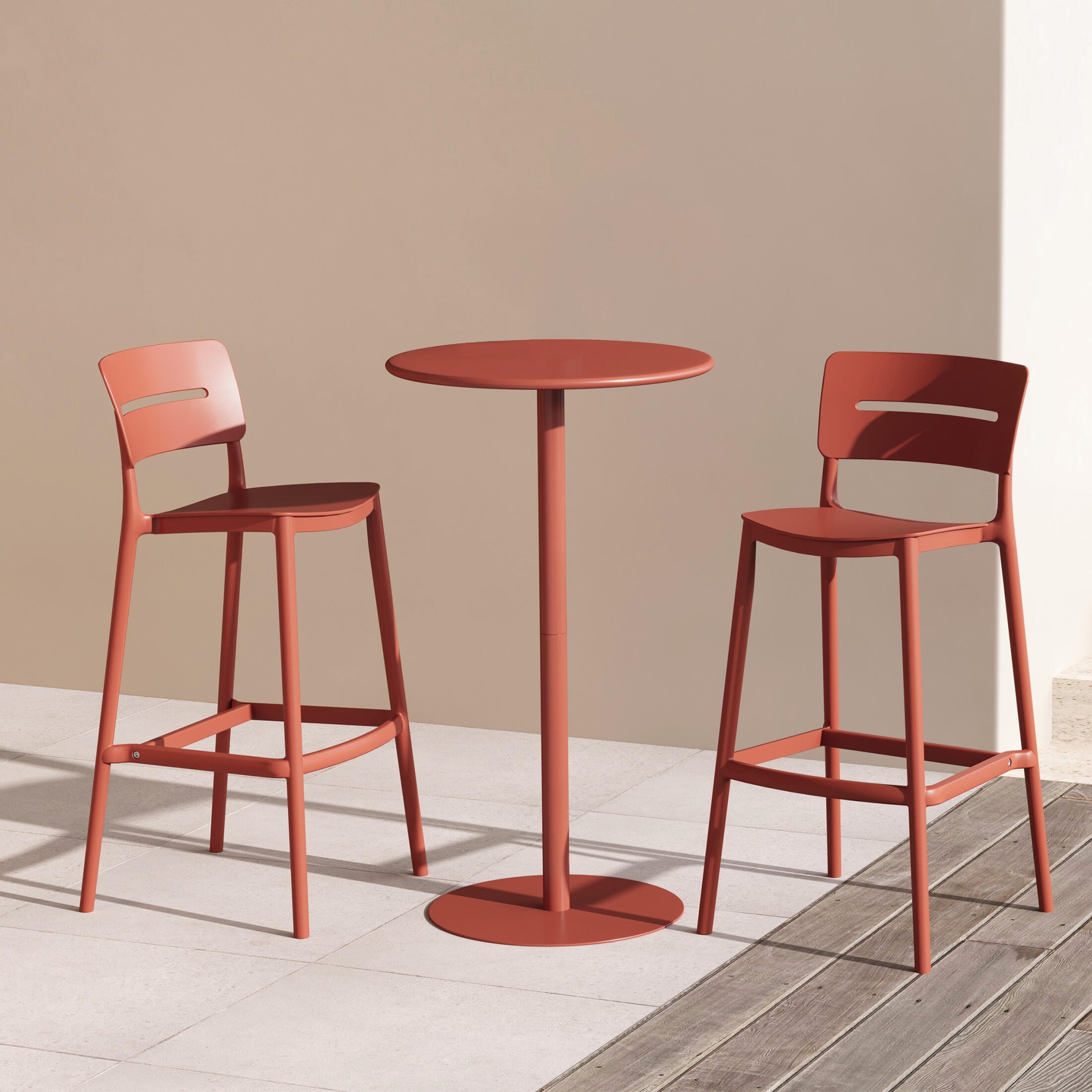 Westin Furniture Seraphine Outdoor Bar Table and 2 Barstools, Red, rollover