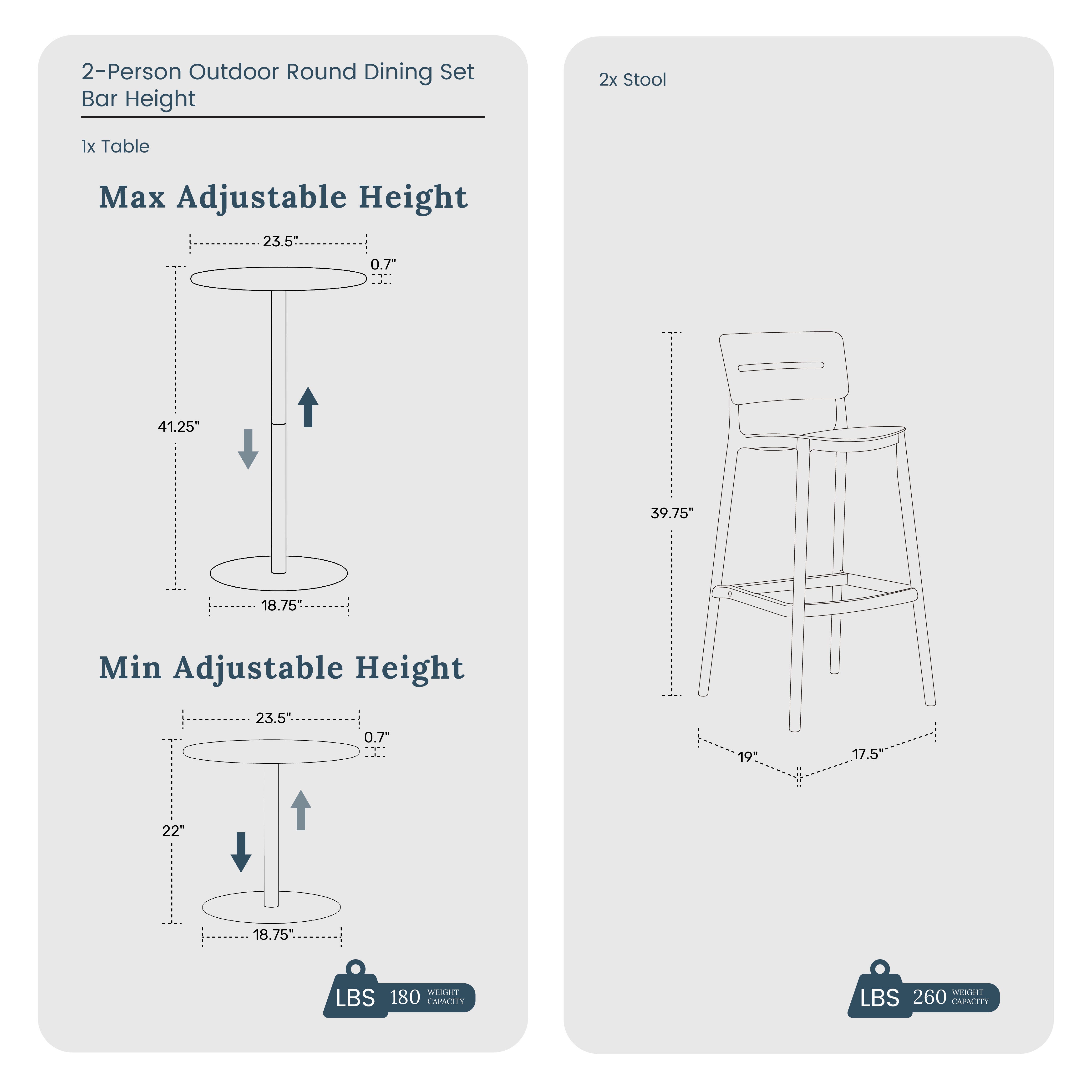 Westin Furniture Seraphine Outdoor Bar Table and 2 Barstools, Red, large