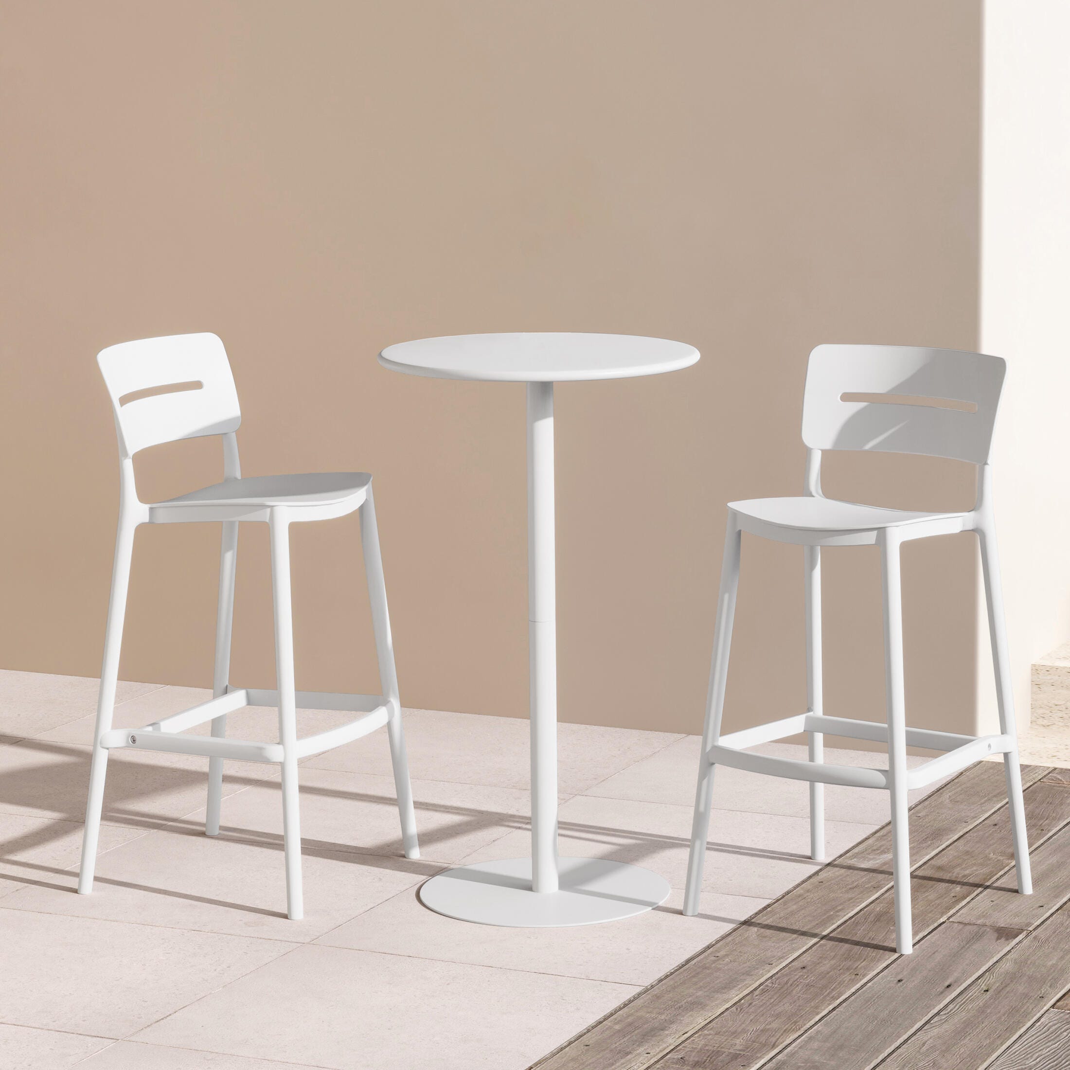 Westin Furniture Seraphine Outdoor Bar Table and 2 Barstools, White, rollover