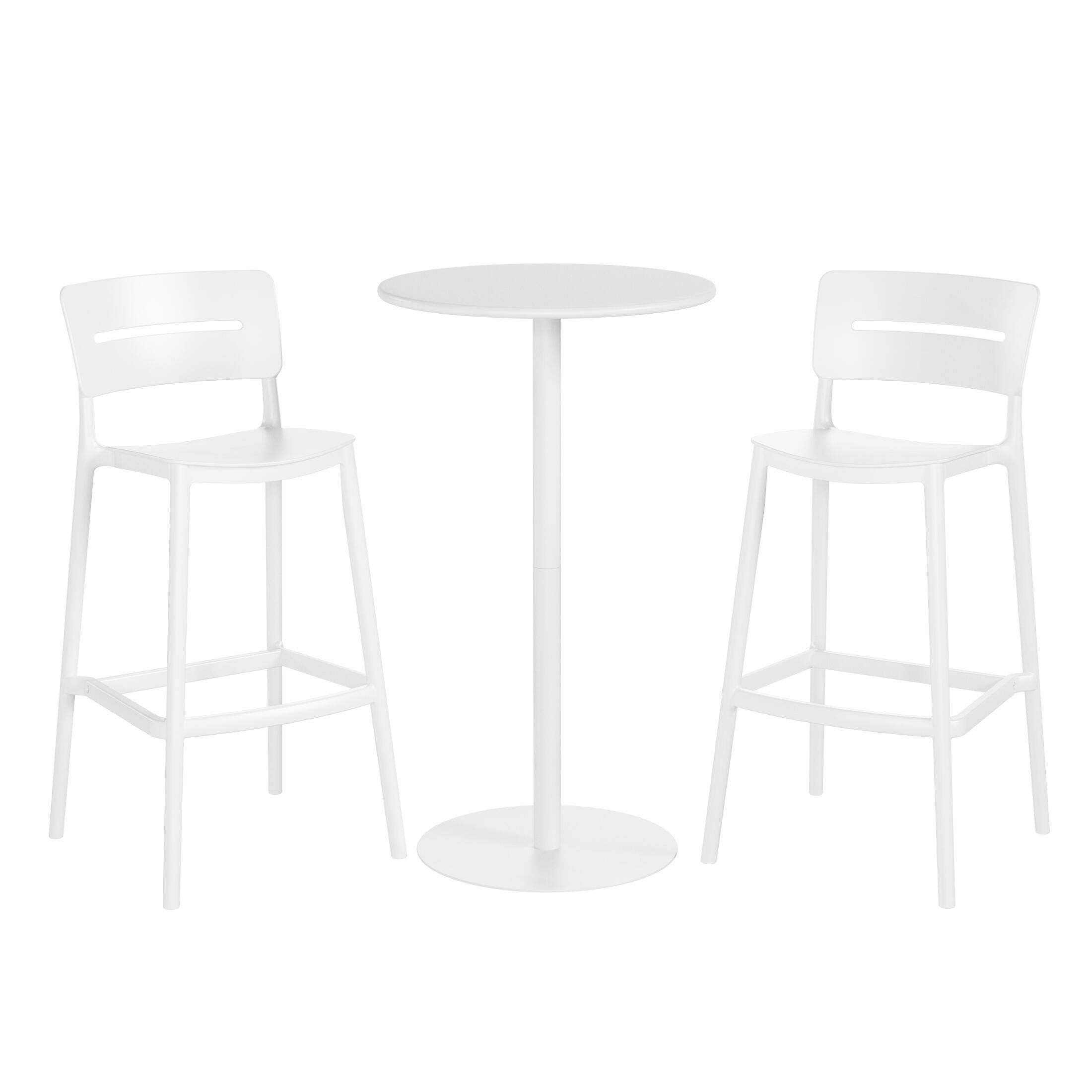 Westin Furniture Seraphine Outdoor Bar Table and 2 Barstools, White, large