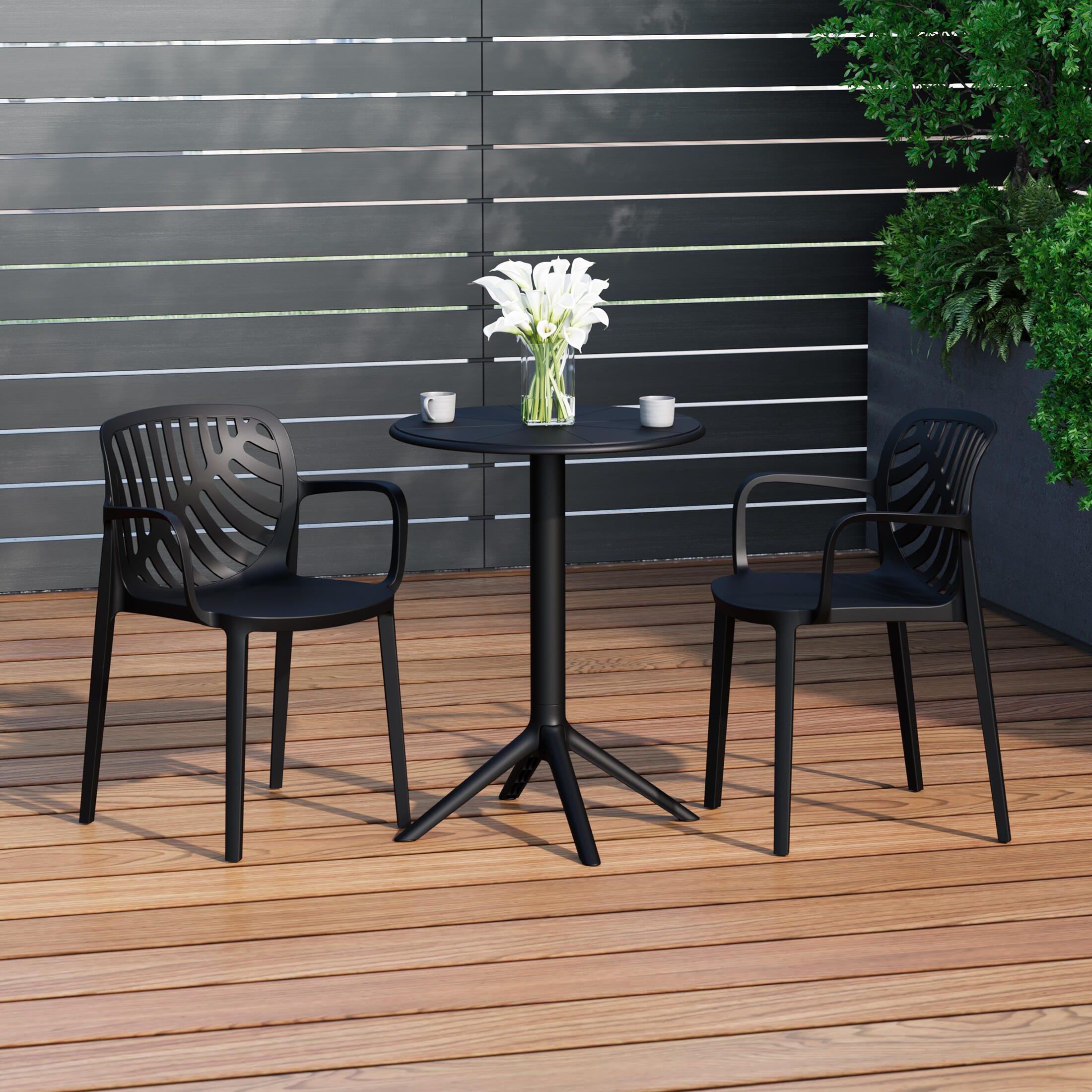 Westin Furniture Haven Outdoor Dining Table and 2 Chairs, Black, rollover