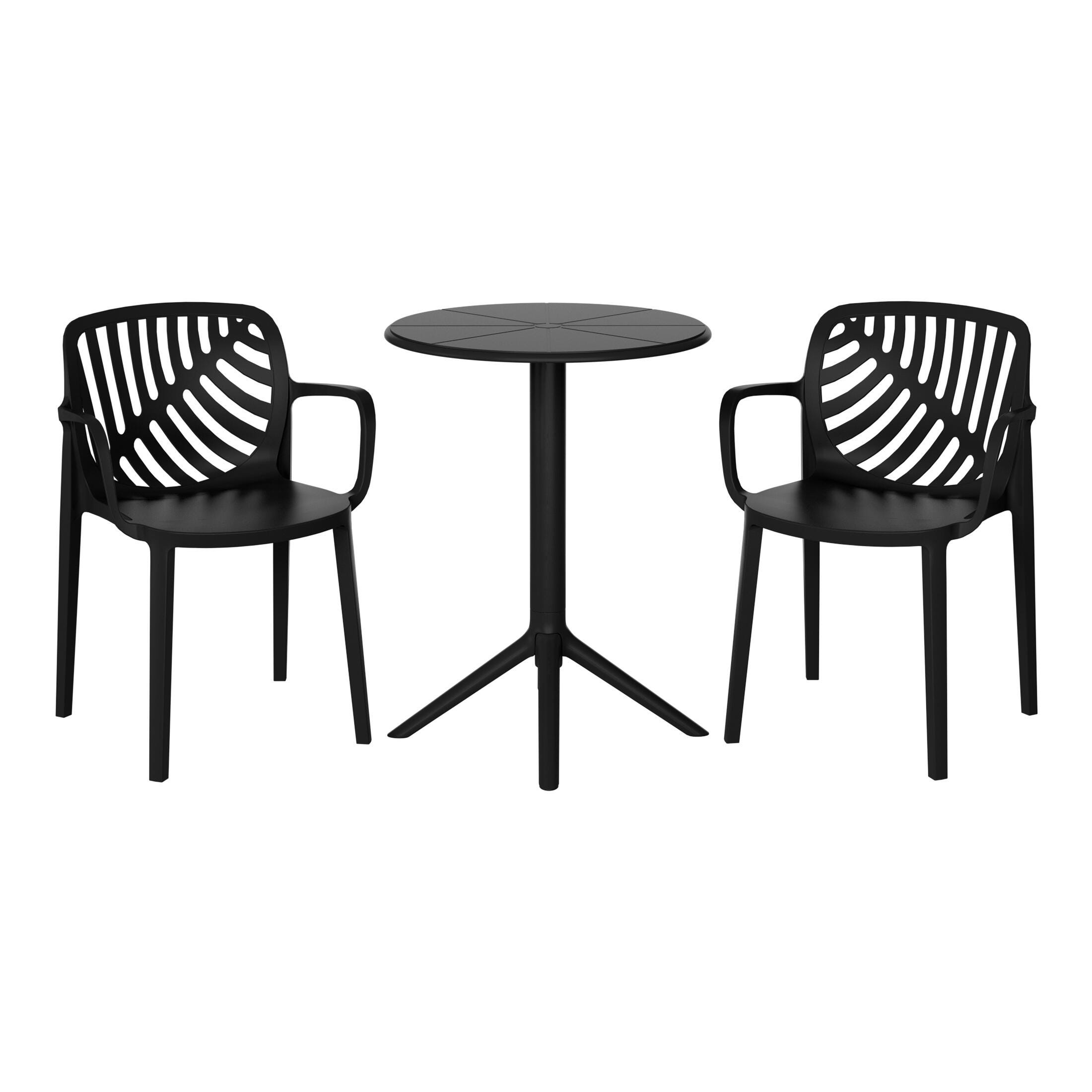 Westin Furniture Haven Outdoor Dining Table and 2 Chairs, Black, large