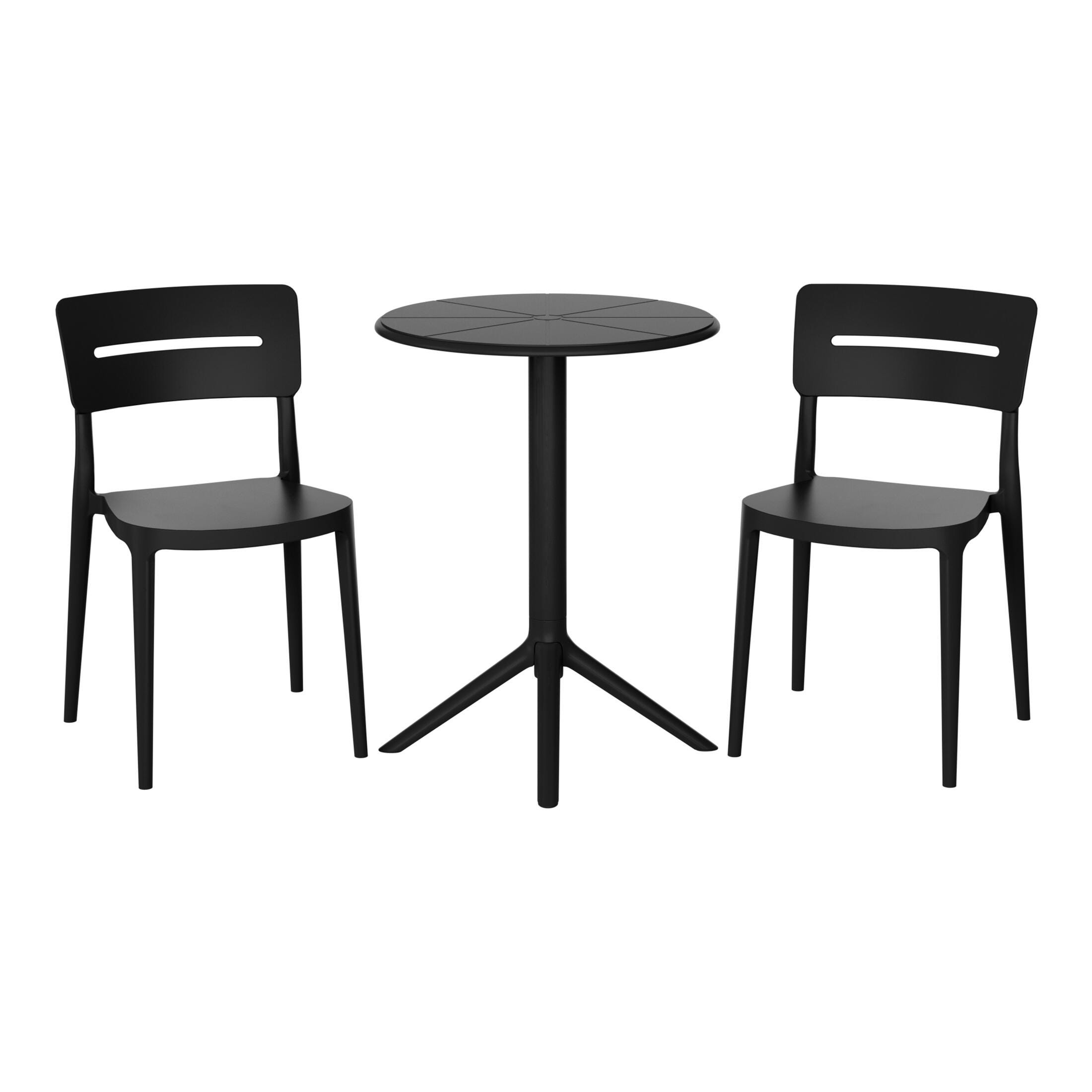 Westin Furniture Meadow Solid Outdoor Dining Table and 2 Chairs, Black, large