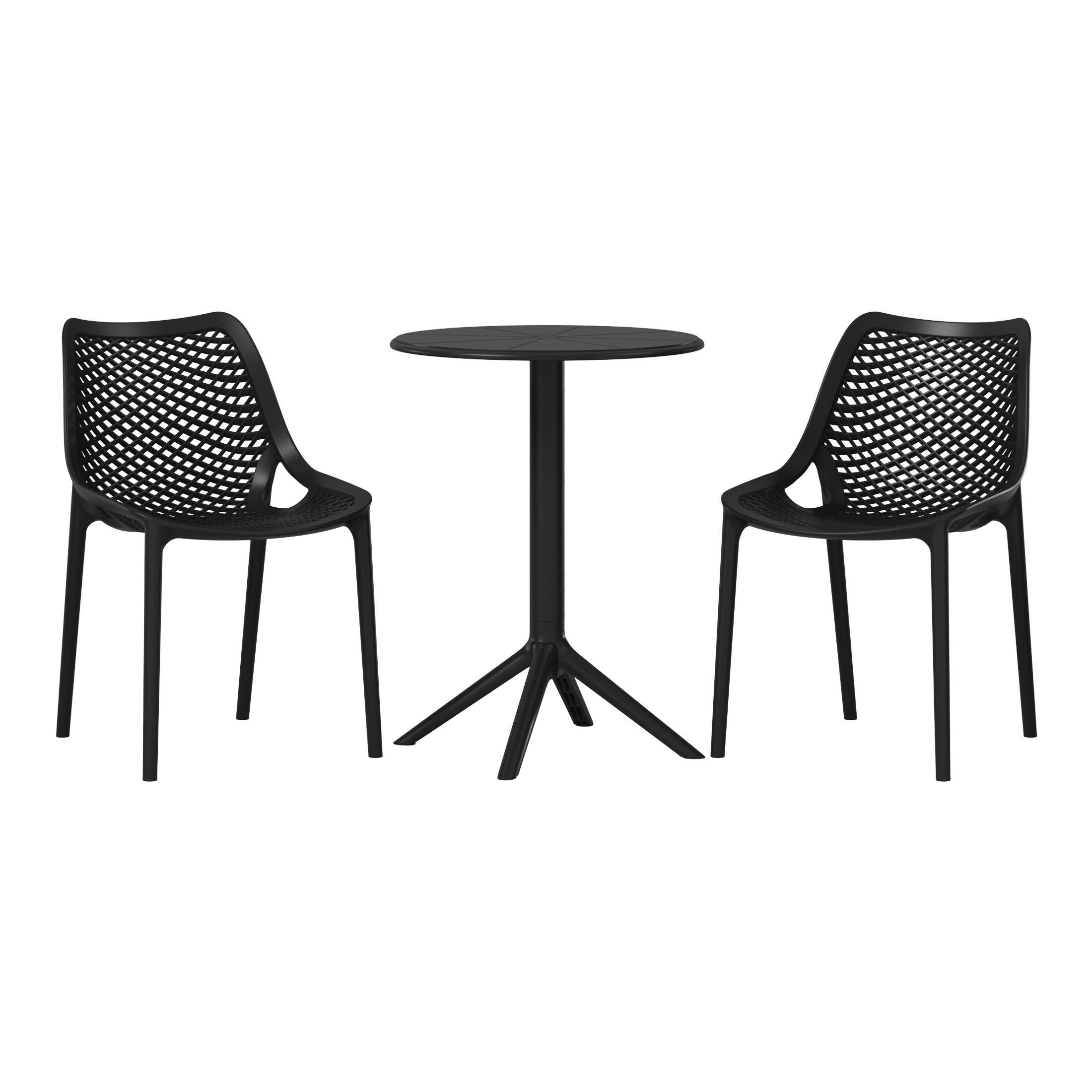Westin Furniture Rhode Outdoor Dining Table and 2 Chairs, Black, large