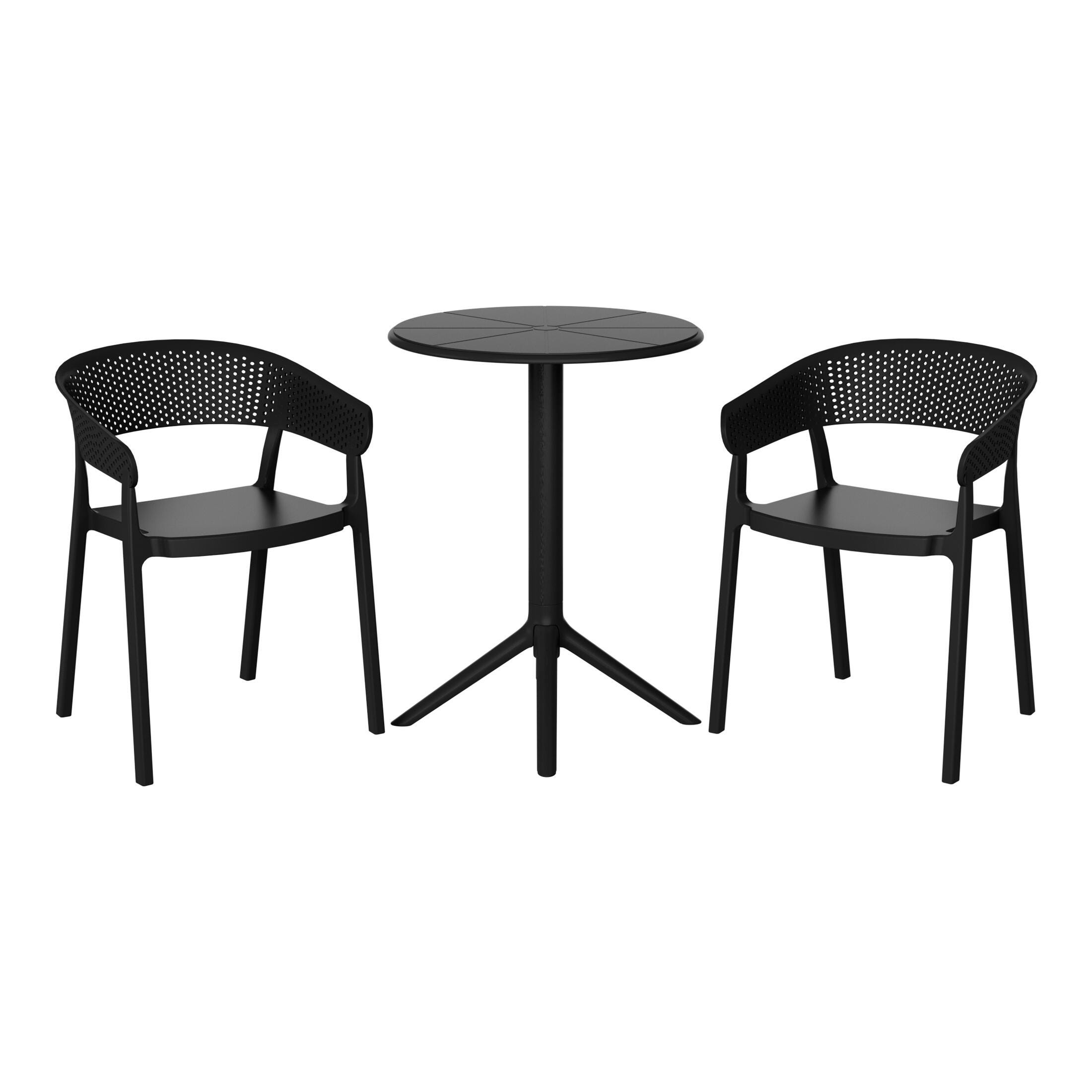 Westin Furniture Cove Outdoor Dining Table and 2 Chairs, Black, large
