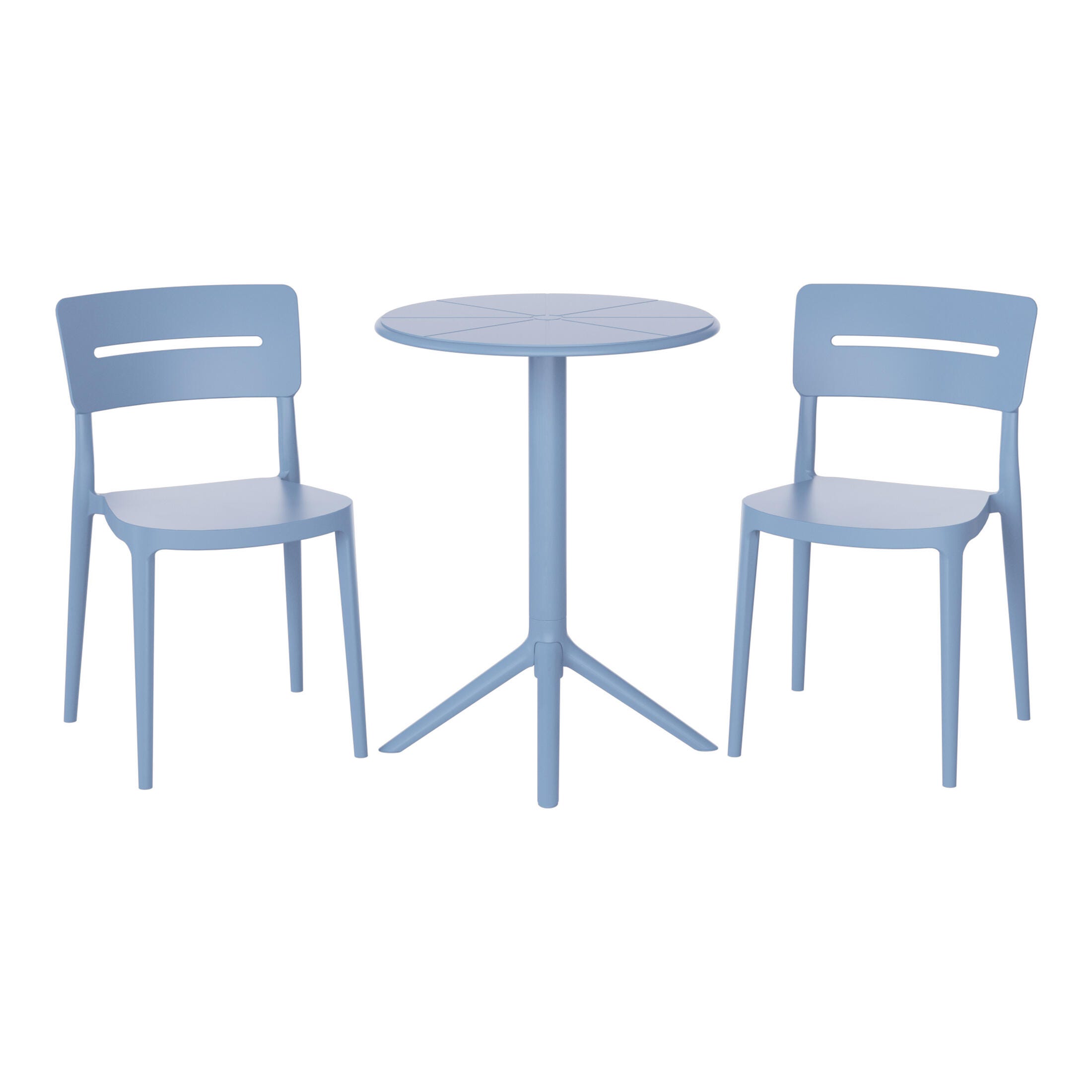 Westin Furniture Meadow Solid Outdoor Dining Table and 2 Chairs, French Blue, large