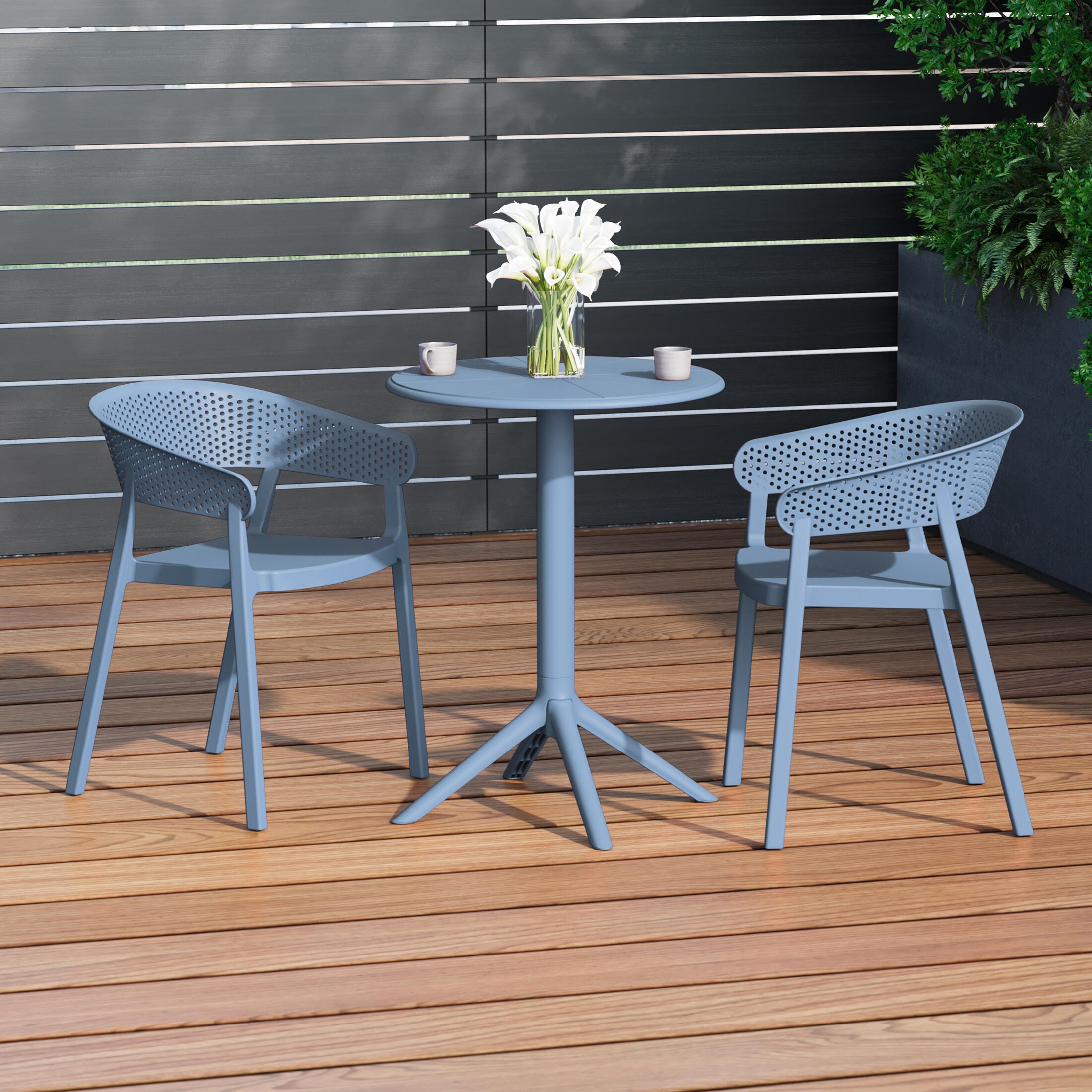 Westin Furniture Cove Outdoor Dining Table and 2 Chairs, French Blue