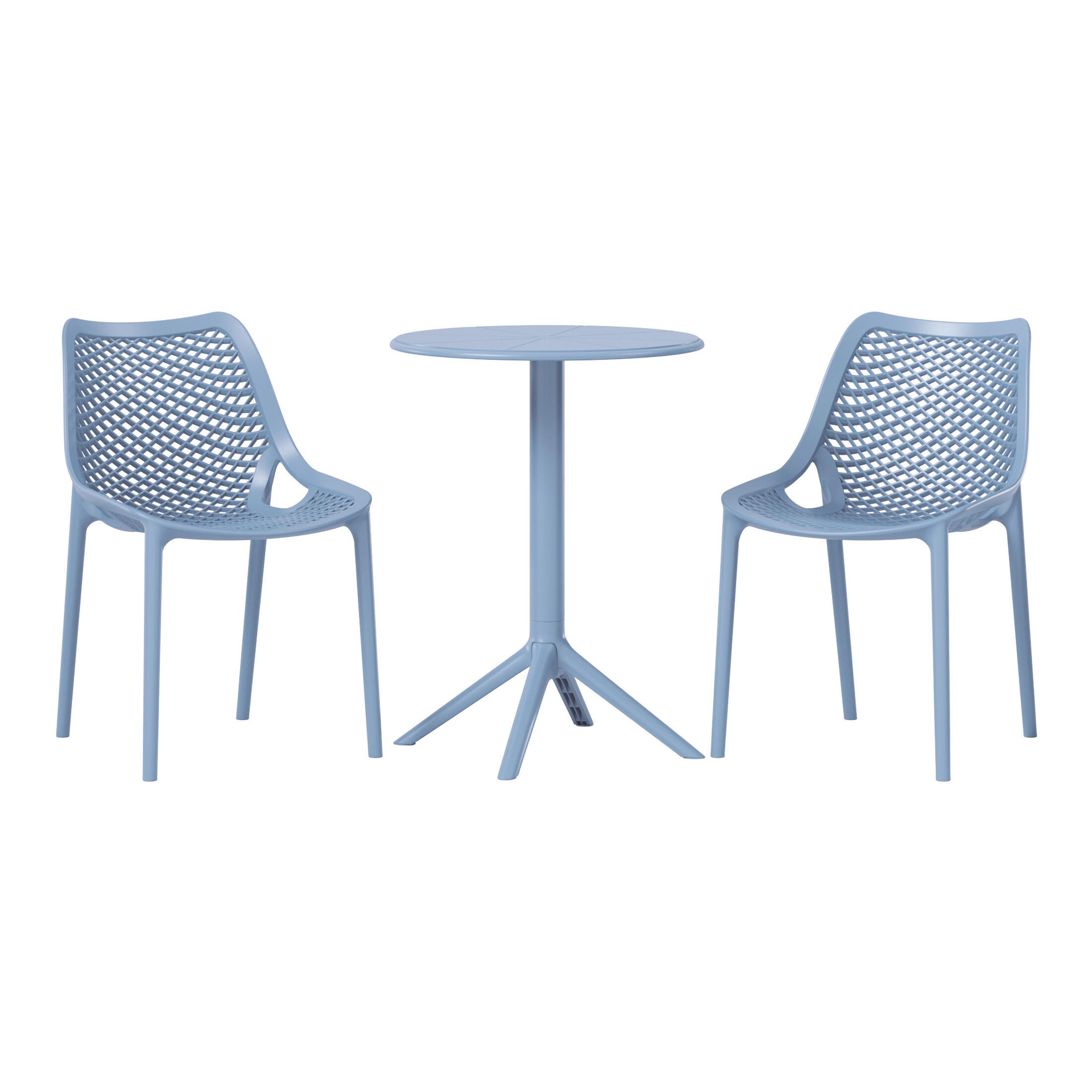 Westin Furniture Rhode Outdoor Dining Table and 2 Chairs, French Blue, large