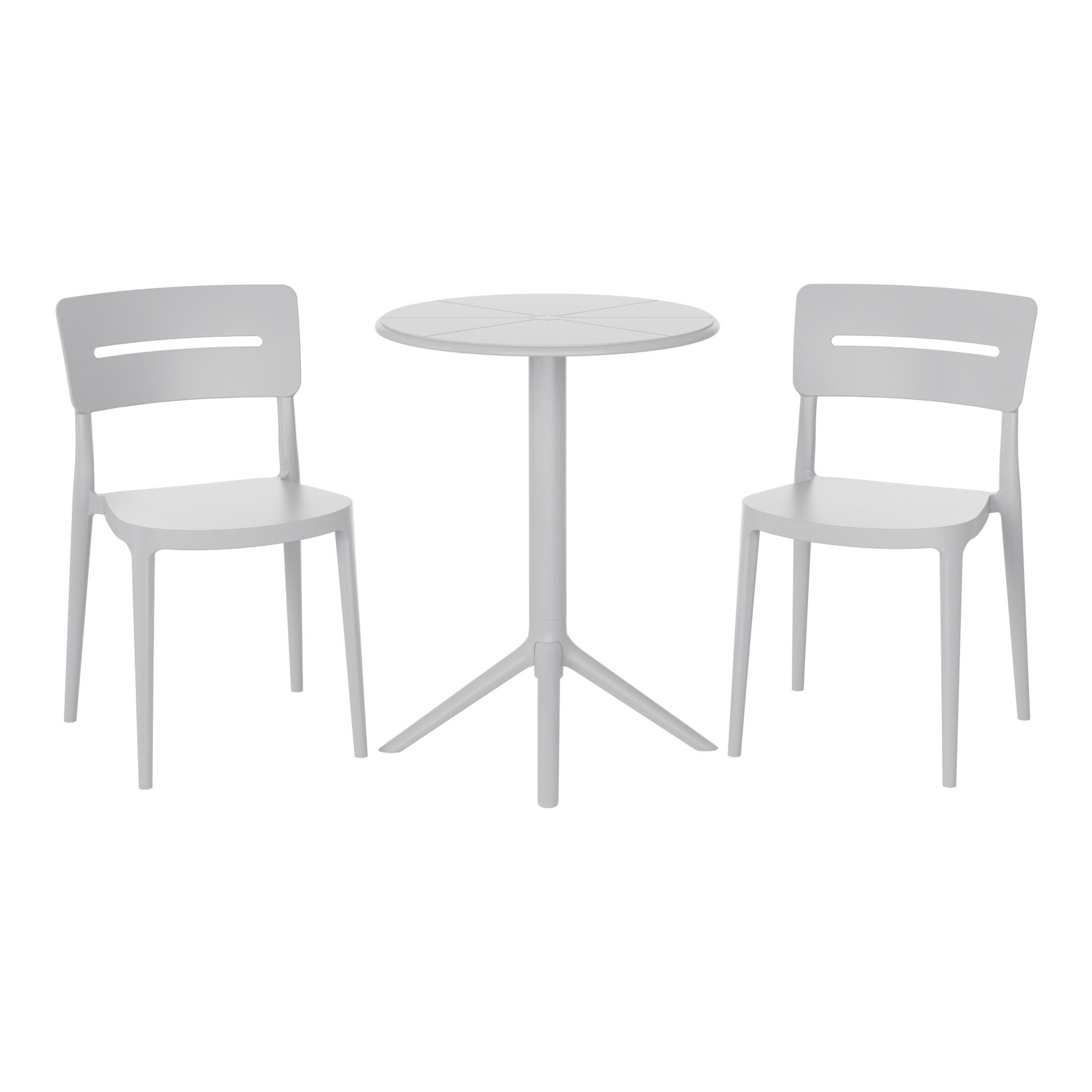 Westin Furniture Meadow Solid Outdoor Dining Table and 2 Chairs, Gray, large
