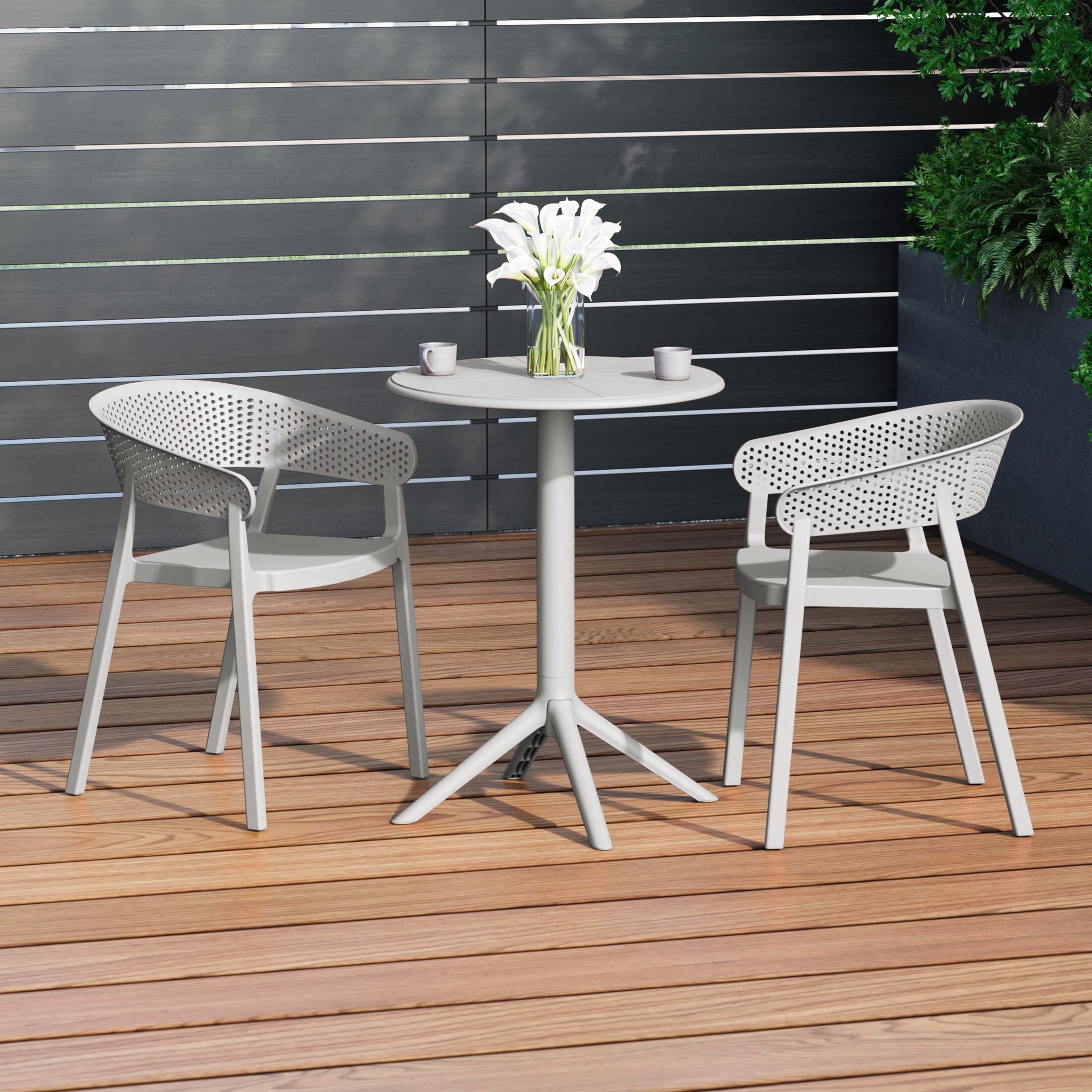 Westin Furniture Cove Outdoor Dining Table and 2 Chairs, Gray, rollover