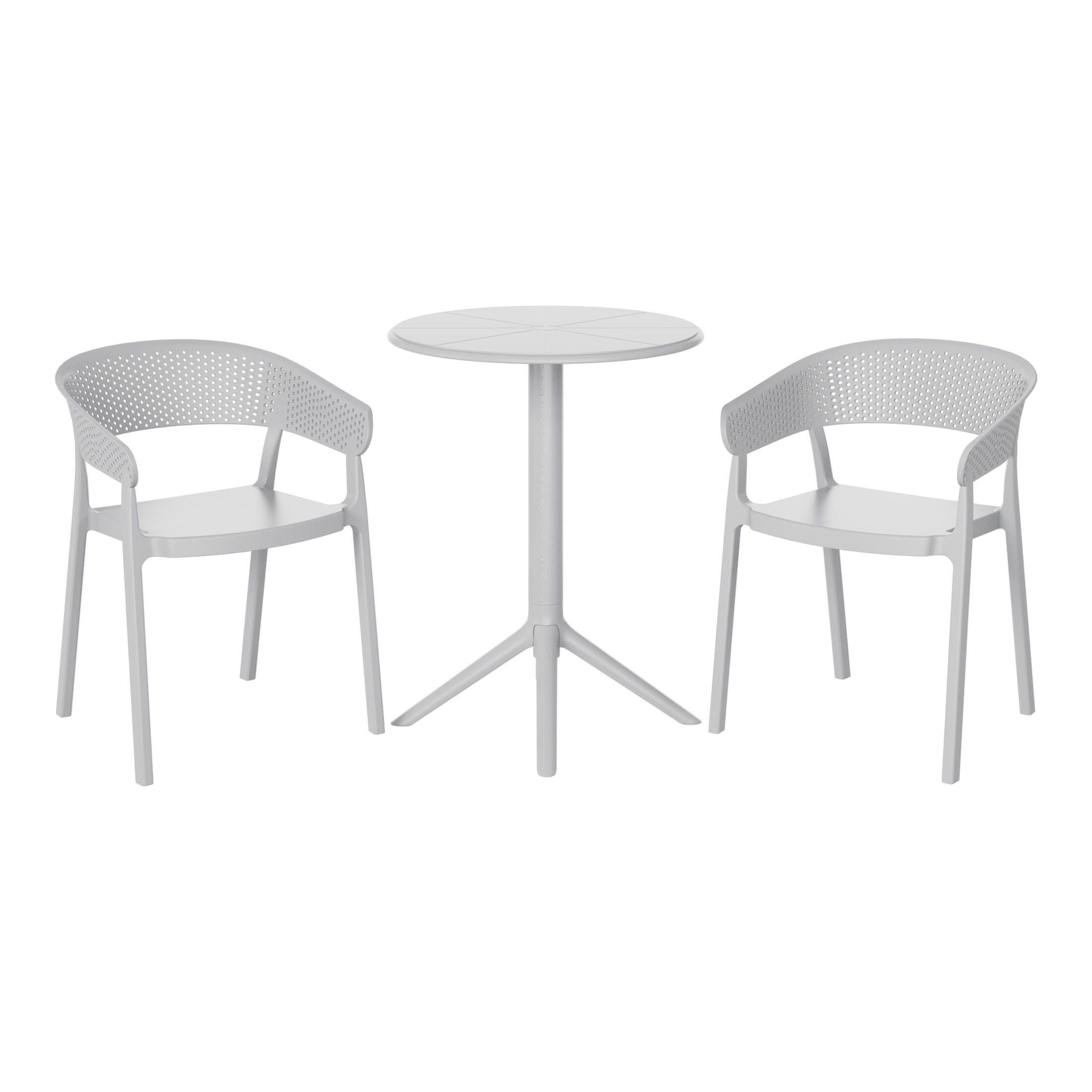 Westin Furniture Cove Outdoor Dining Table and 2 Chairs, Gray, large