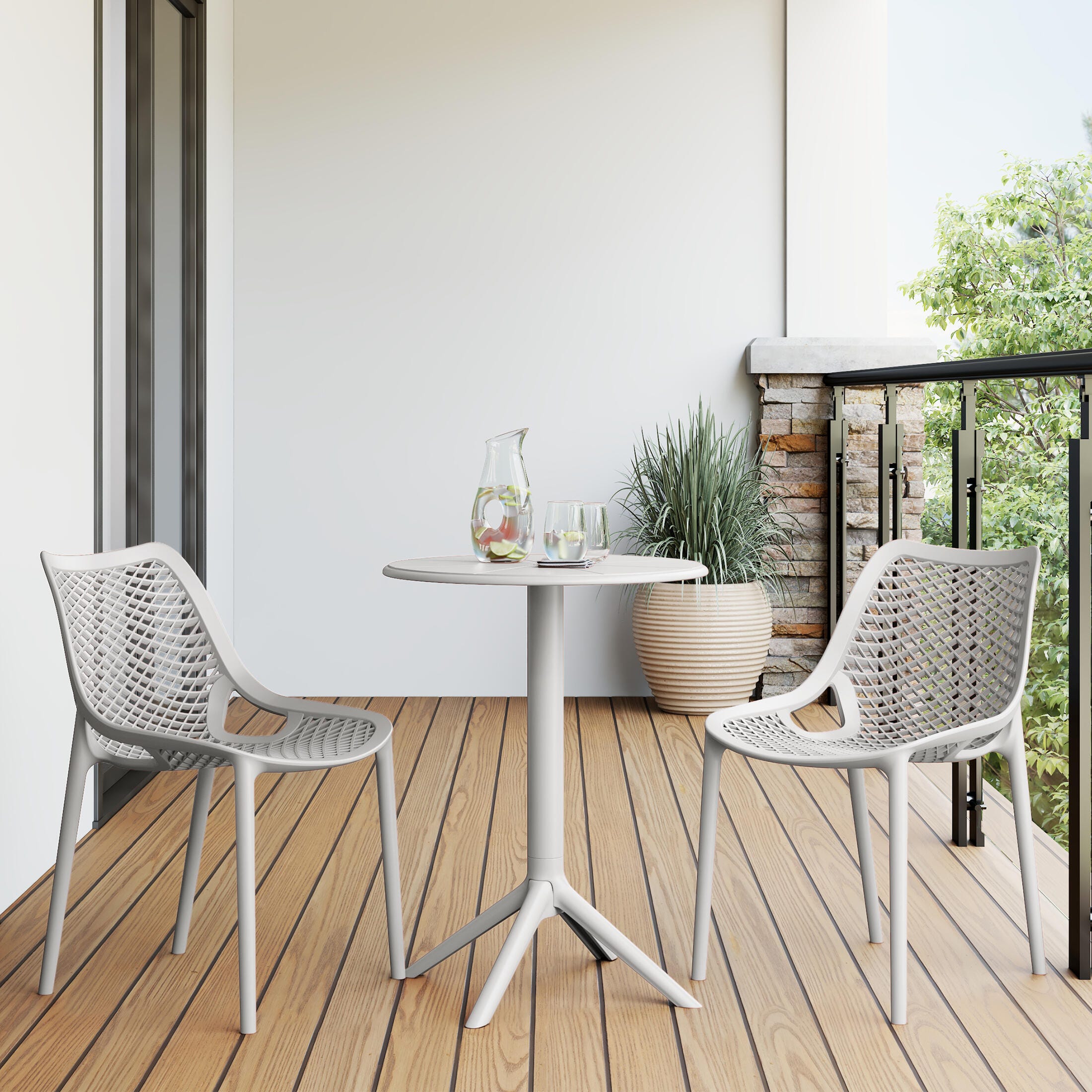 Westin Furniture Rhode Outdoor Dining Table and 2 Chairs, Gray, rollover