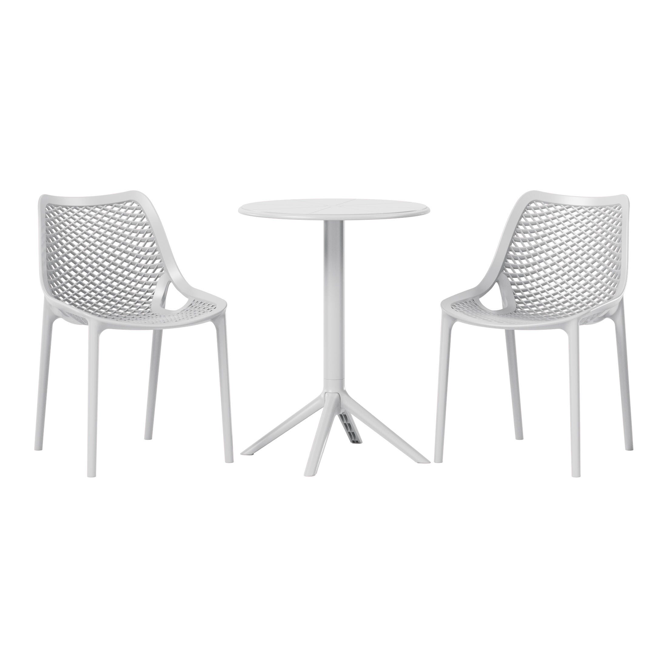Westin Furniture Rhode Outdoor Dining Table and 2 Chairs, Gray, large