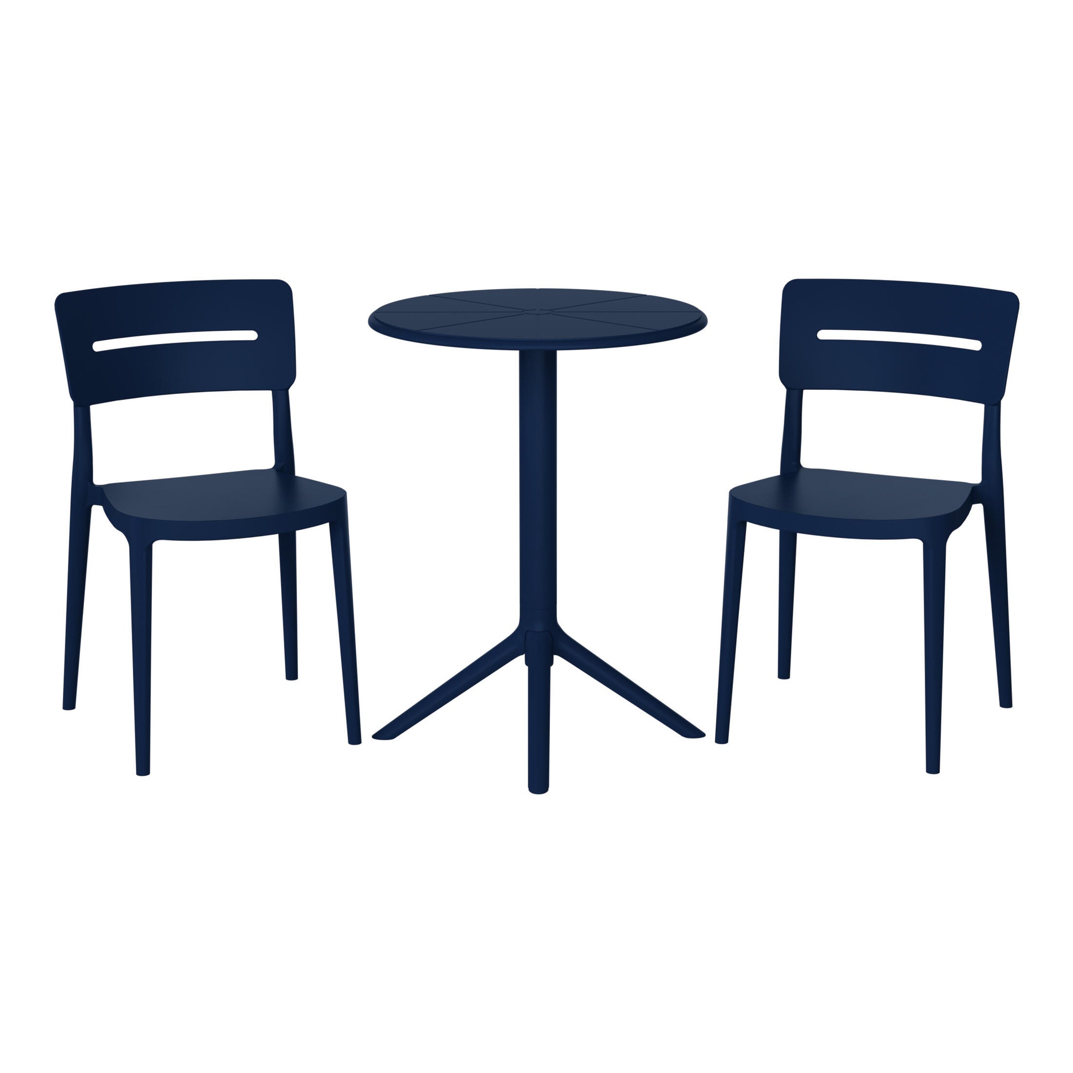 Westin Furniture Meadow Solid Outdoor Dining Table and 2 Chairs, Navy Blue, large