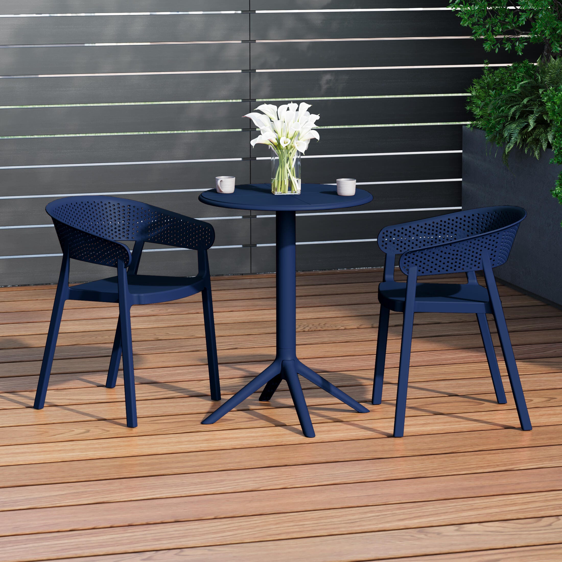 Westin Furniture Cove Outdoor Dining Table and 2 Chairs, Navy Blue, rollover