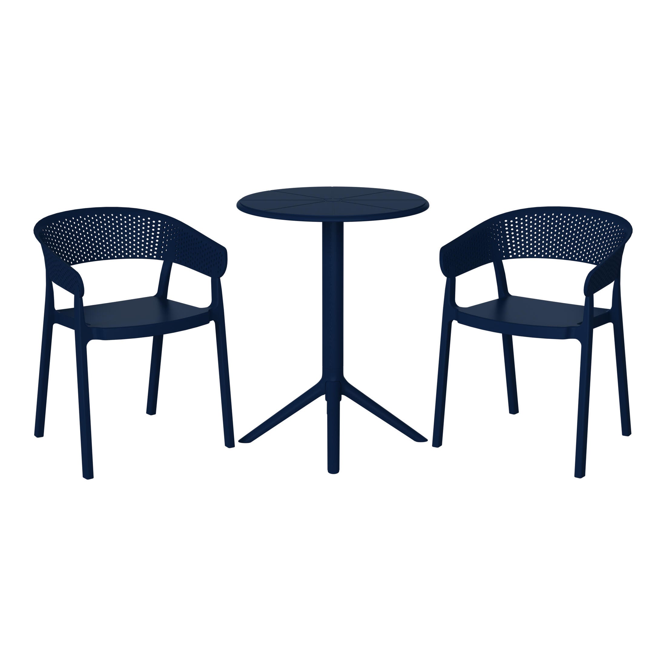 Westin Furniture Cove Outdoor Dining Table and 2 Chairs, Navy Blue, large