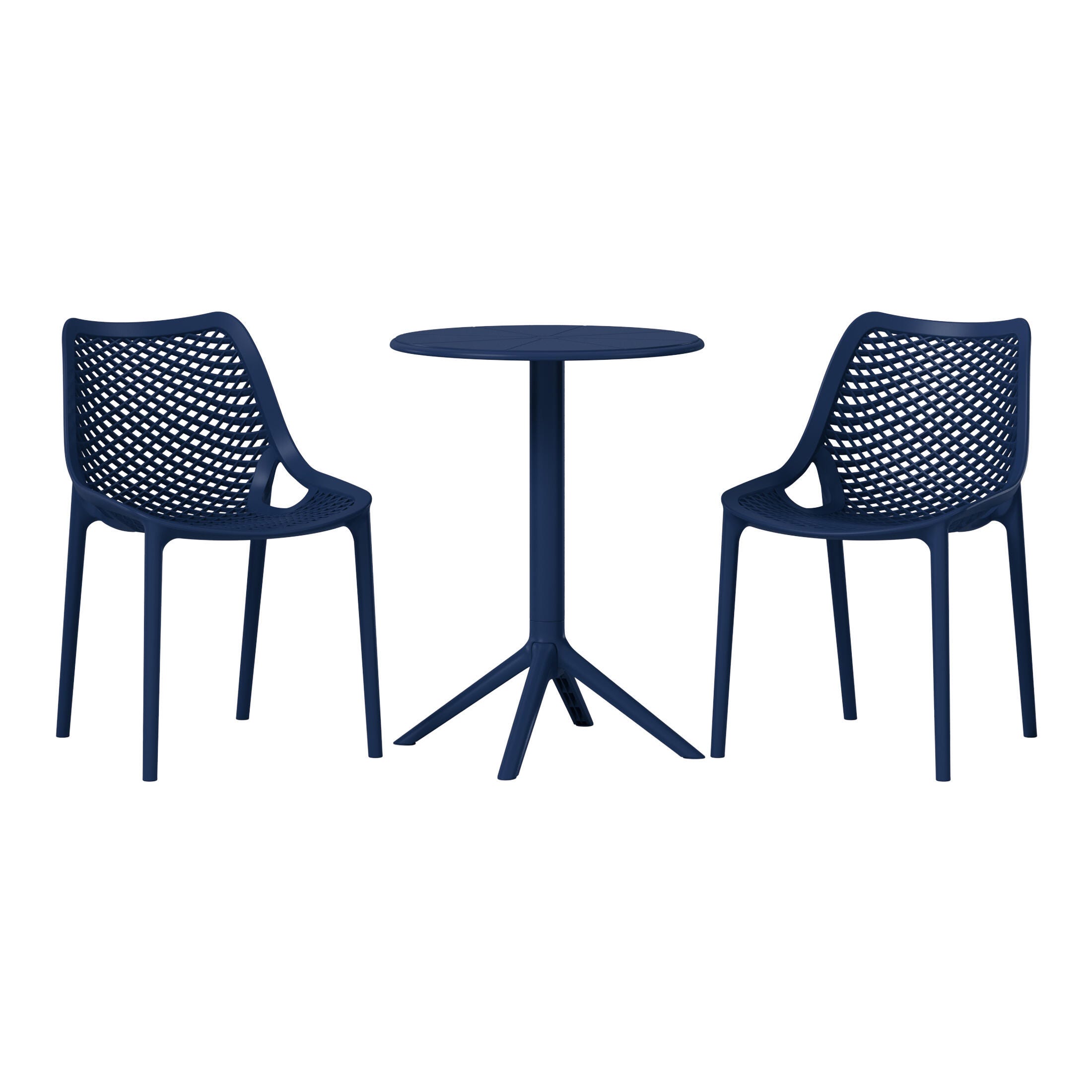 Westin Furniture Rhode Outdoor Dining Table and 2 Chairs, Navy Blue, large