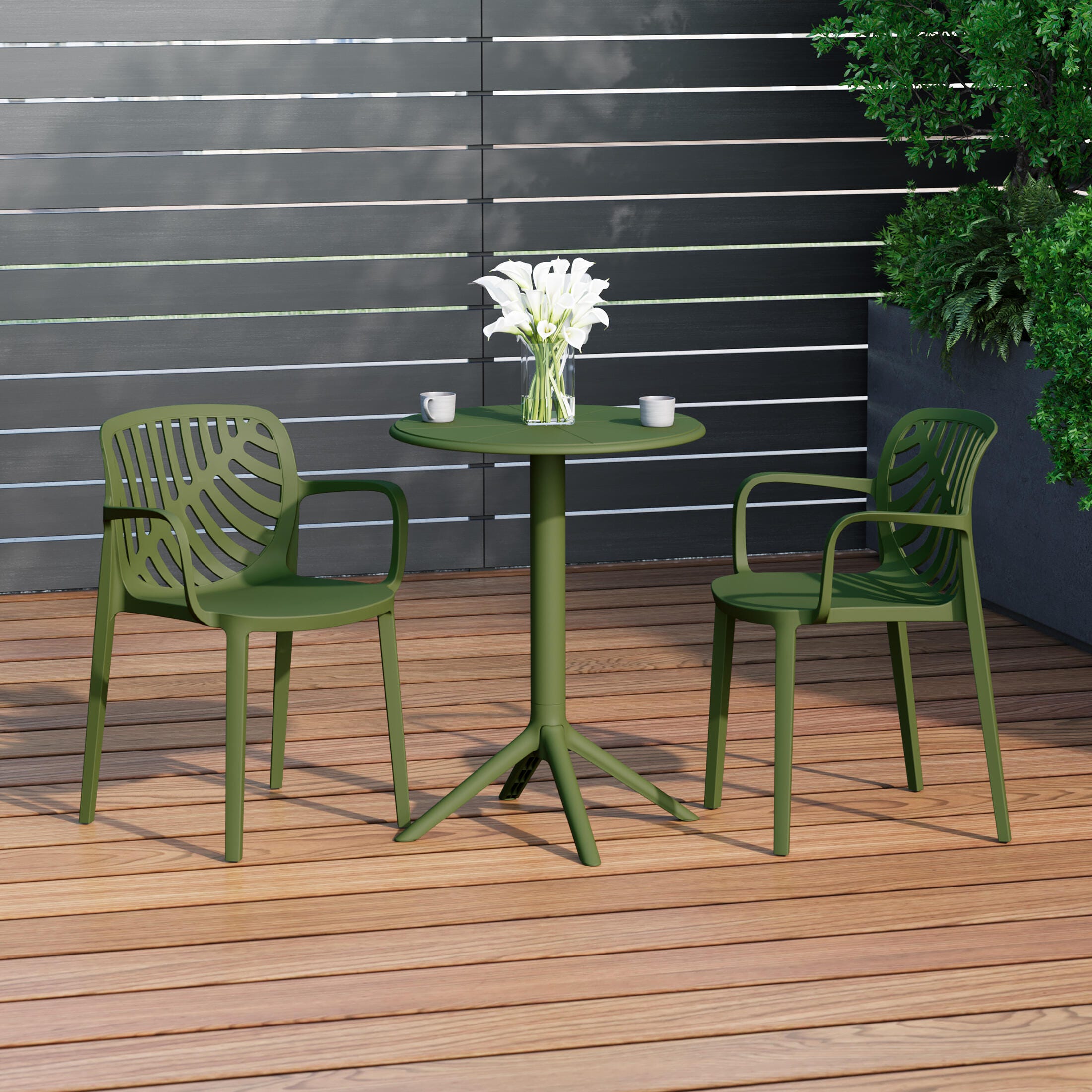 Westin Furniture Haven Outdoor Dining Table and 2 Chairs, Olive Green, rollover