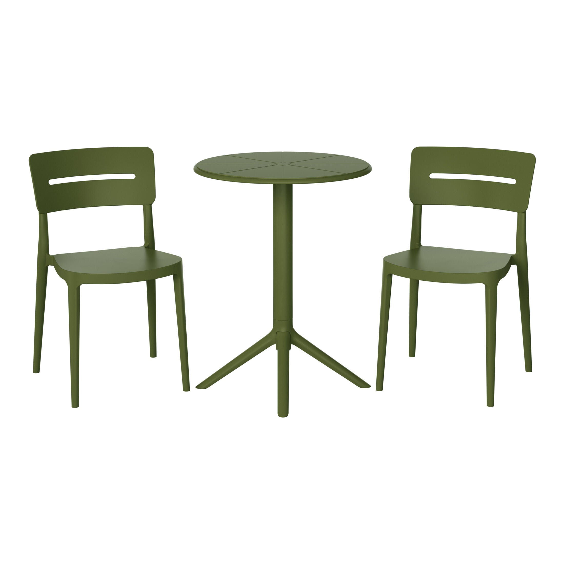 Westin Furniture Meadow Solid Outdoor Dining Table and 2 Chairs, Olive Green, large