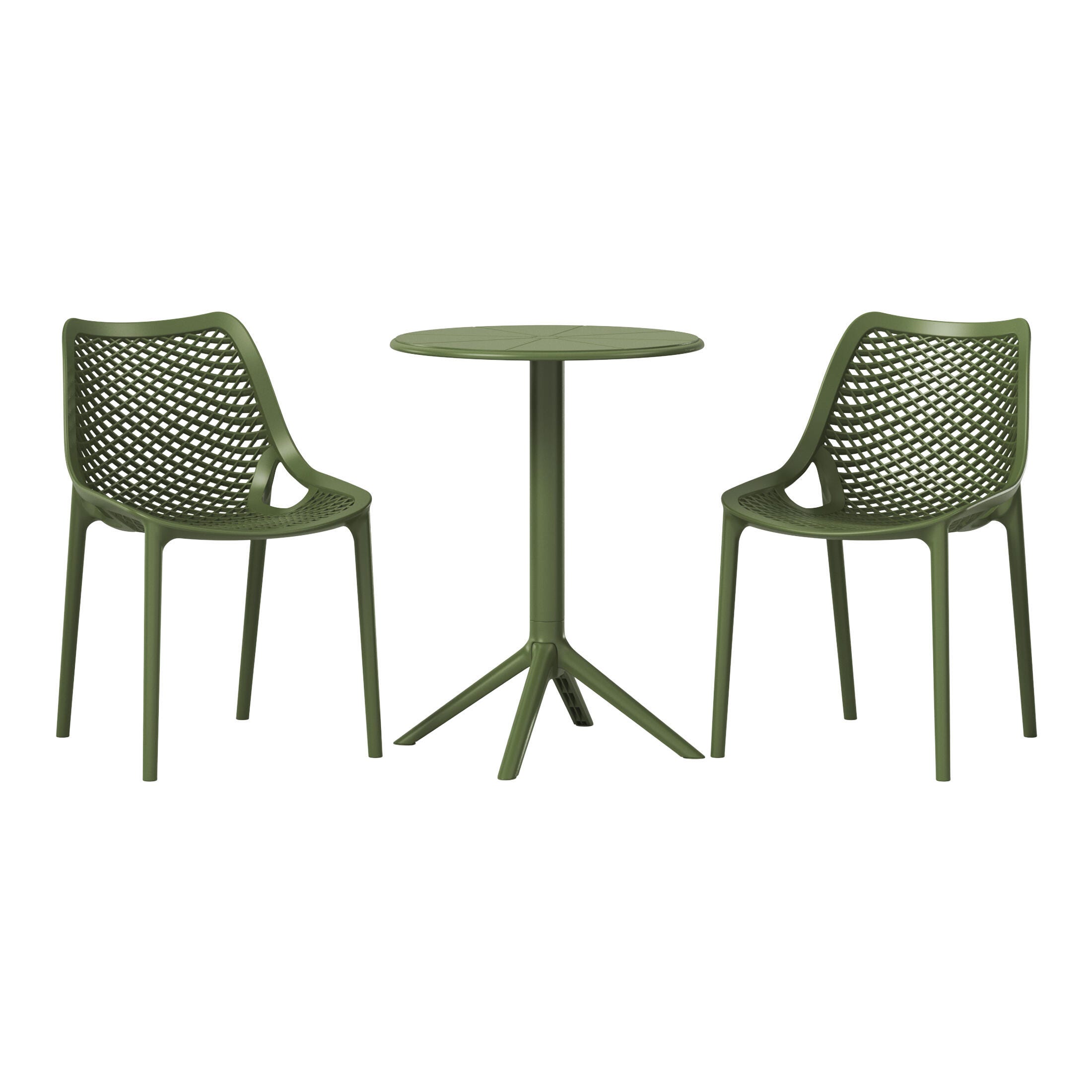 Westin Furniture Rhode Outdoor Dining Table and 2 Chairs, Olive Green, large