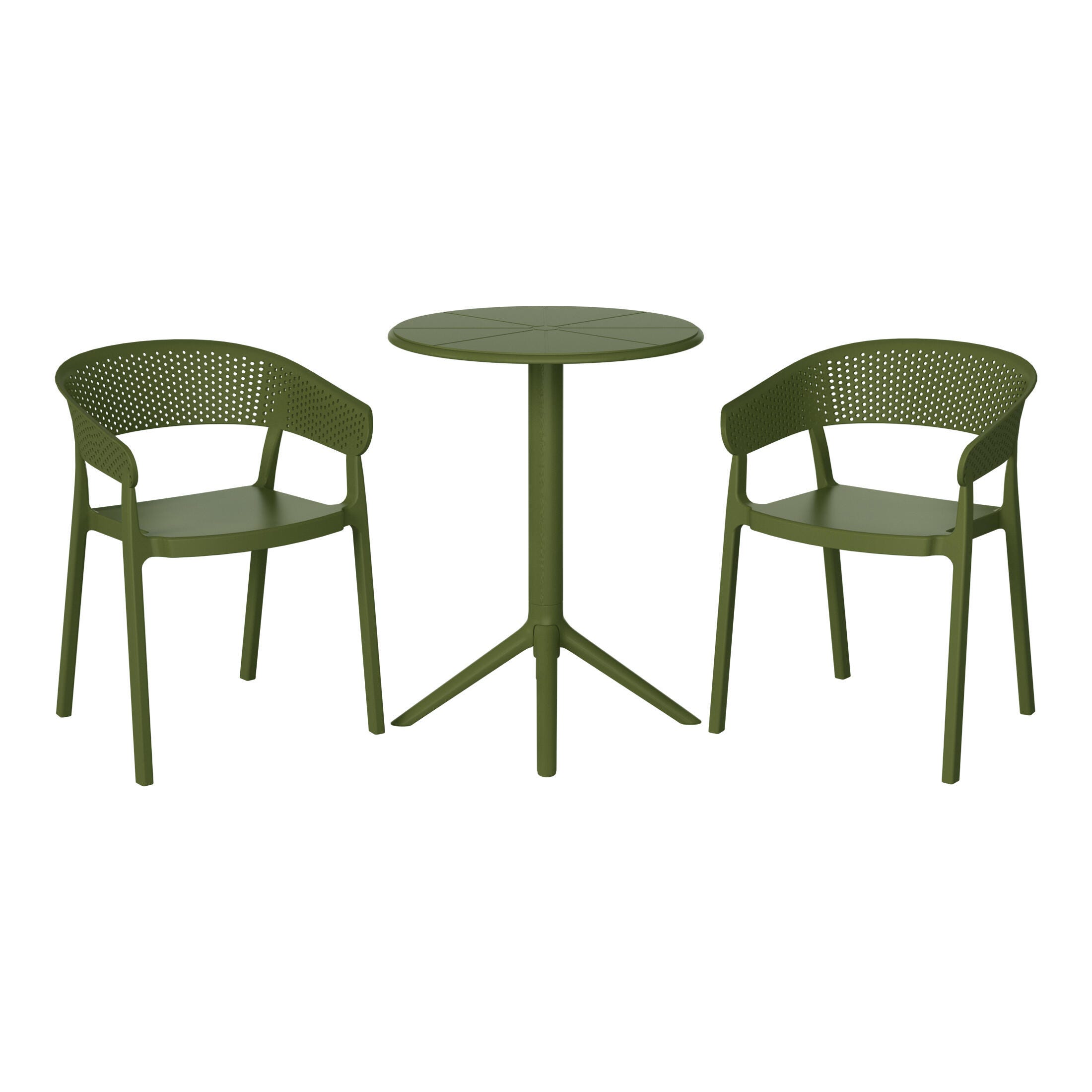 Westin Furniture Cove Outdoor Dining Table and 2 Chairs, Olive Green, large