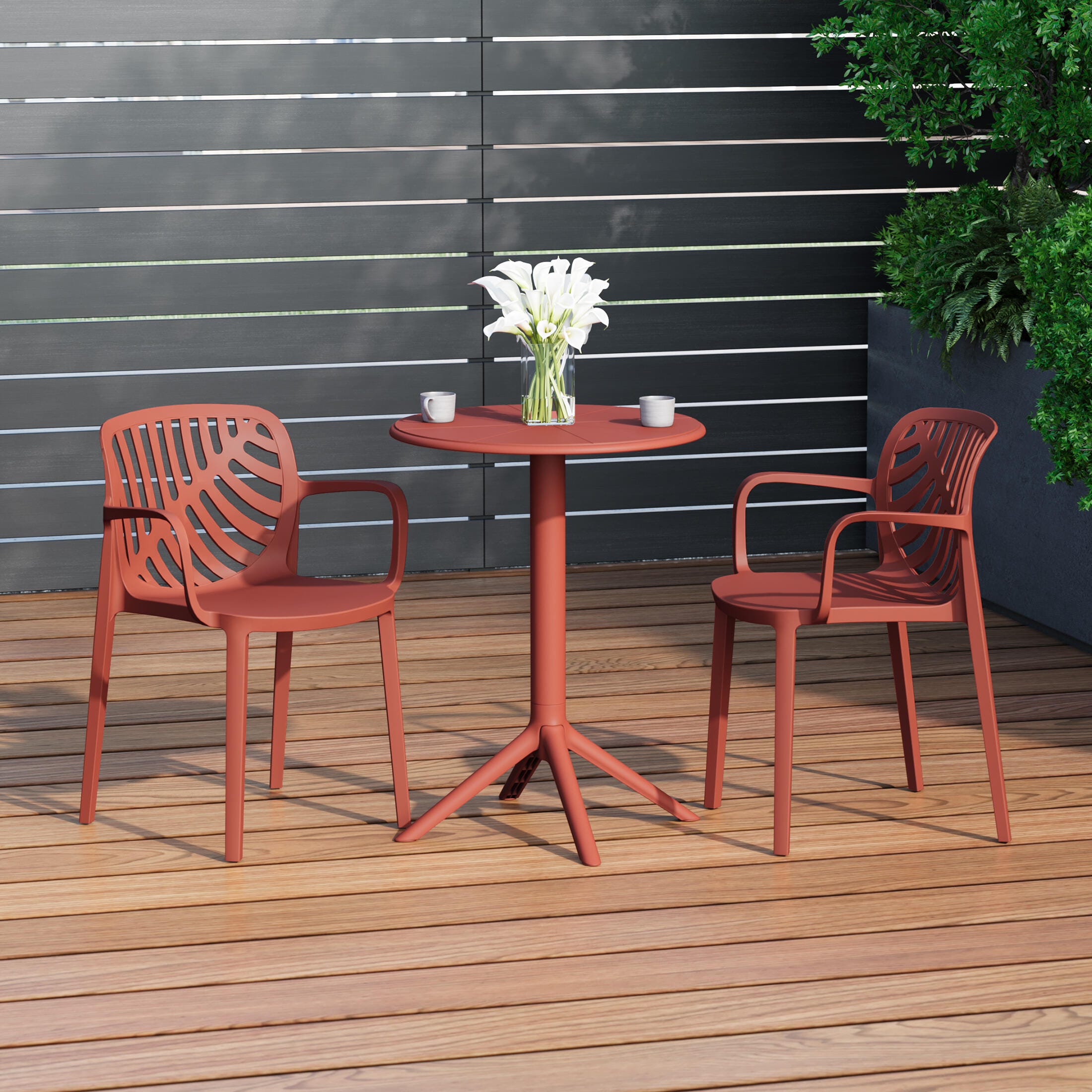 Westin Furniture Haven Outdoor Dining Table and 2 Chairs, Red, rollover