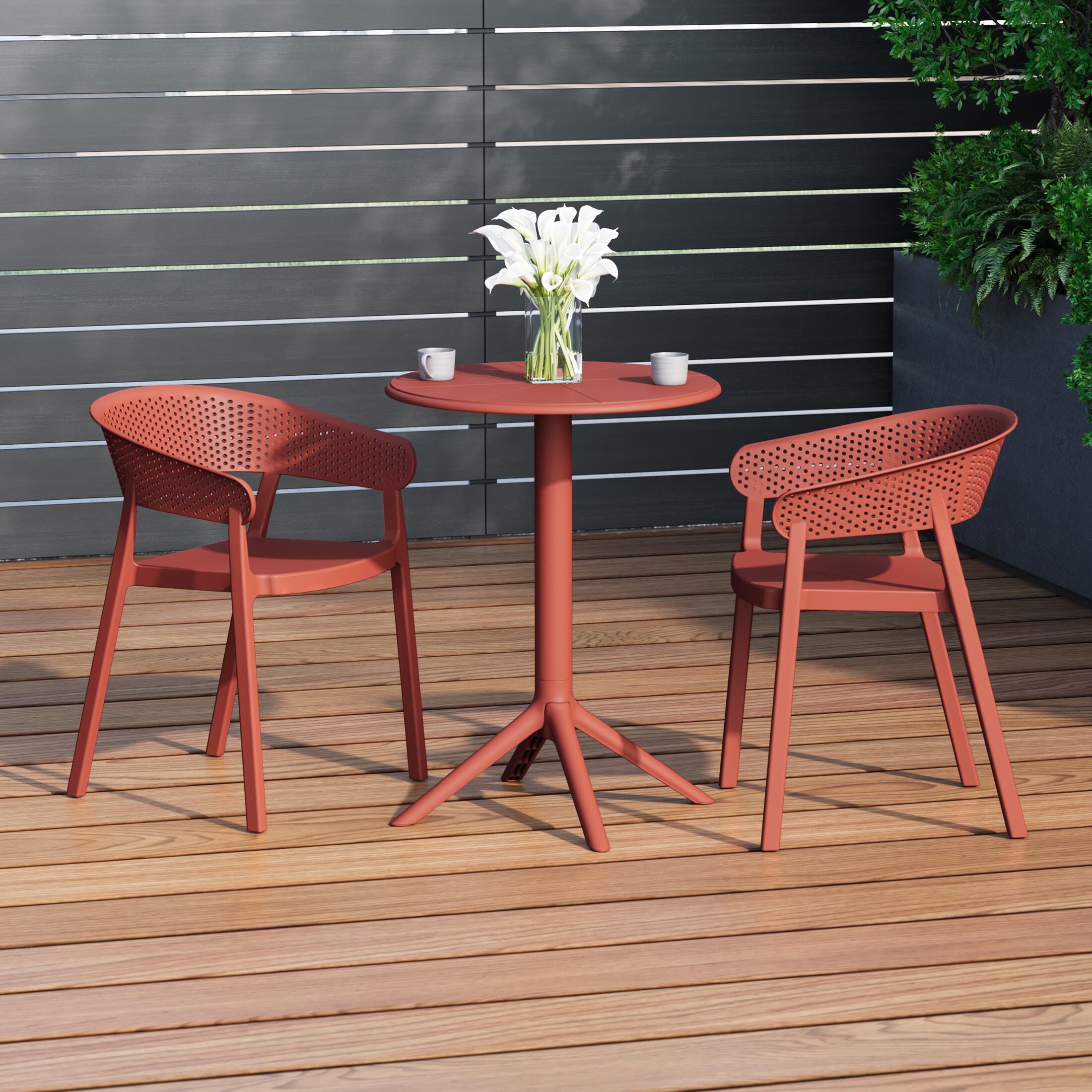 Westin Furniture Cove Outdoor Dining Table and 2 Chairs, Red, rollover