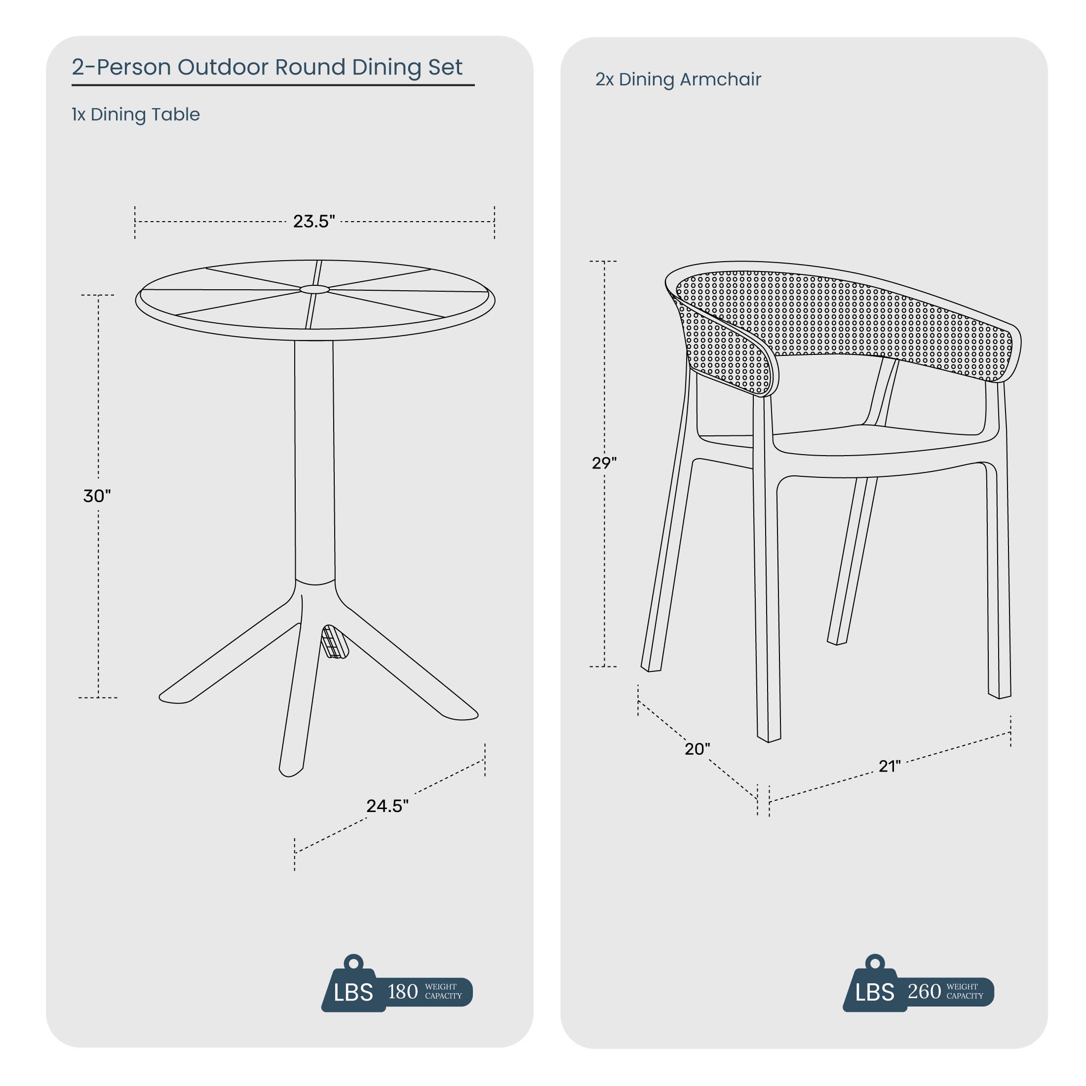 Westin Furniture Cove Outdoor Dining Table and 2 Chairs, Red, large