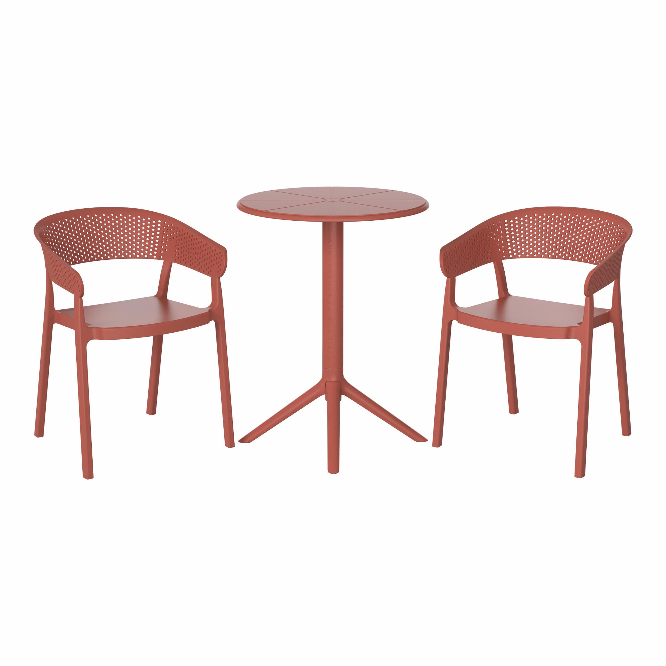 Westin Furniture Cove Outdoor Dining Table and 2 Chairs, Red, large