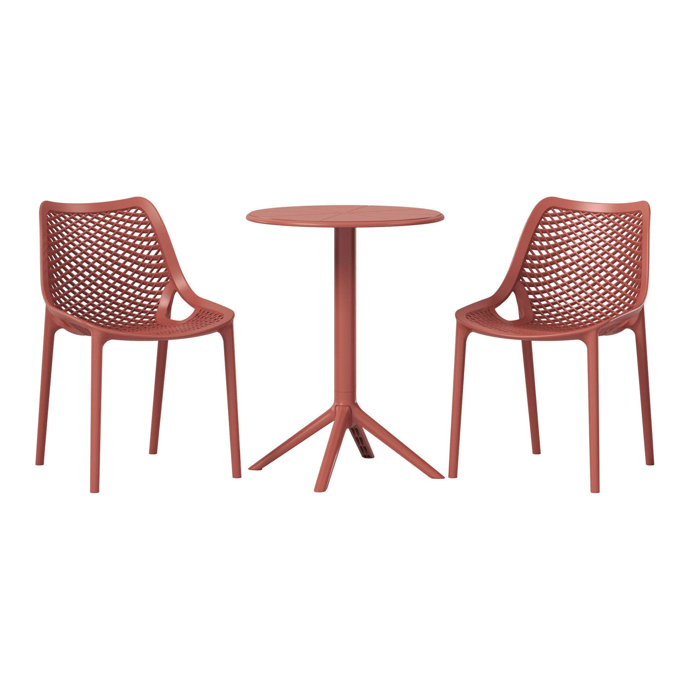 Westin Furniture Rhode Outdoor Dining Table and 2 Chairs, Red, large