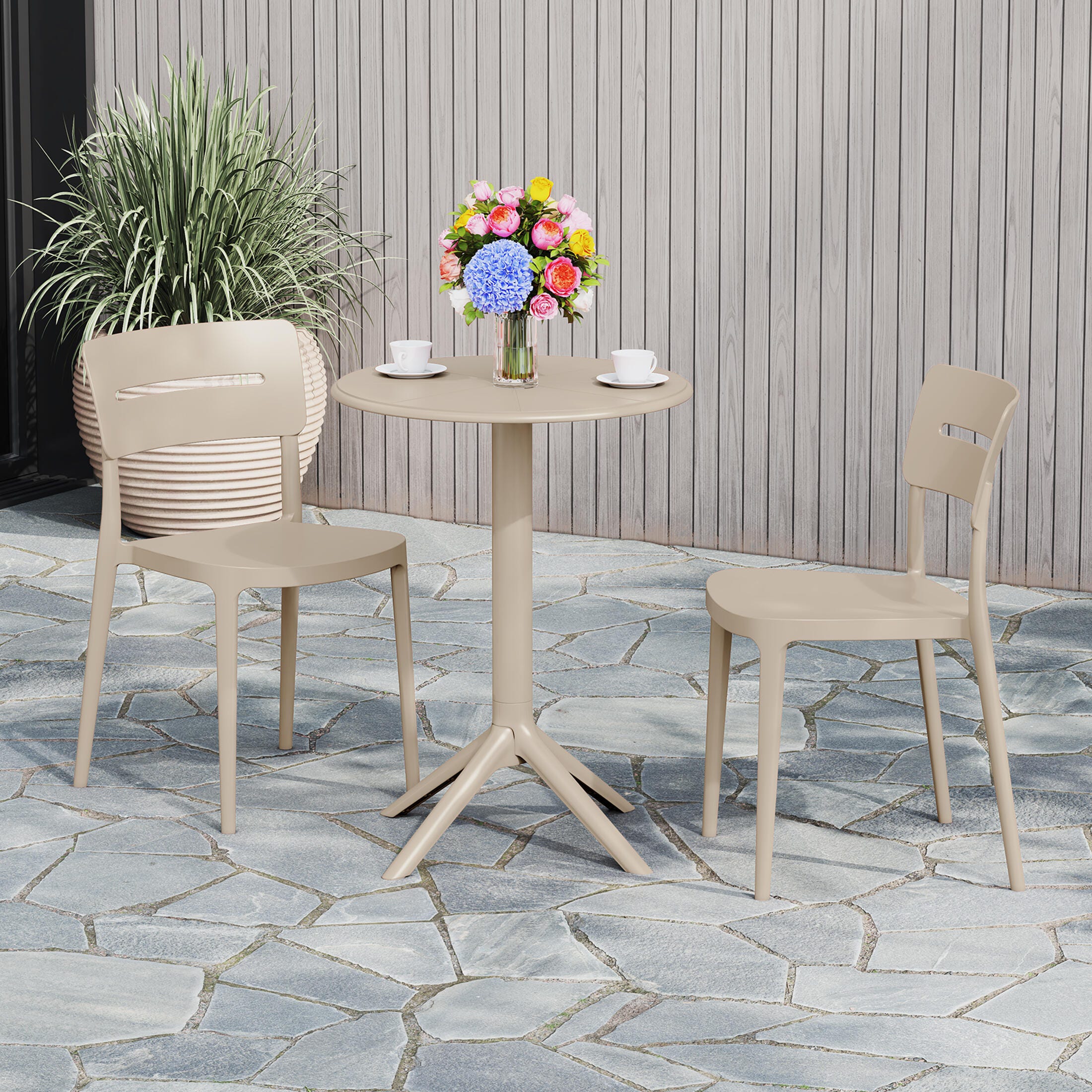 Westin Furniture Meadow Solid Outdoor Dining Table and 2 Chairs, Sand, rollover
