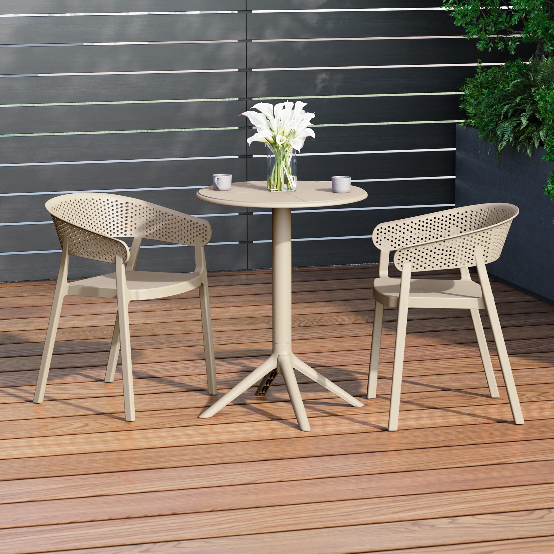 Westin Furniture Cove Outdoor Dining Table and 2 Chairs, Sand