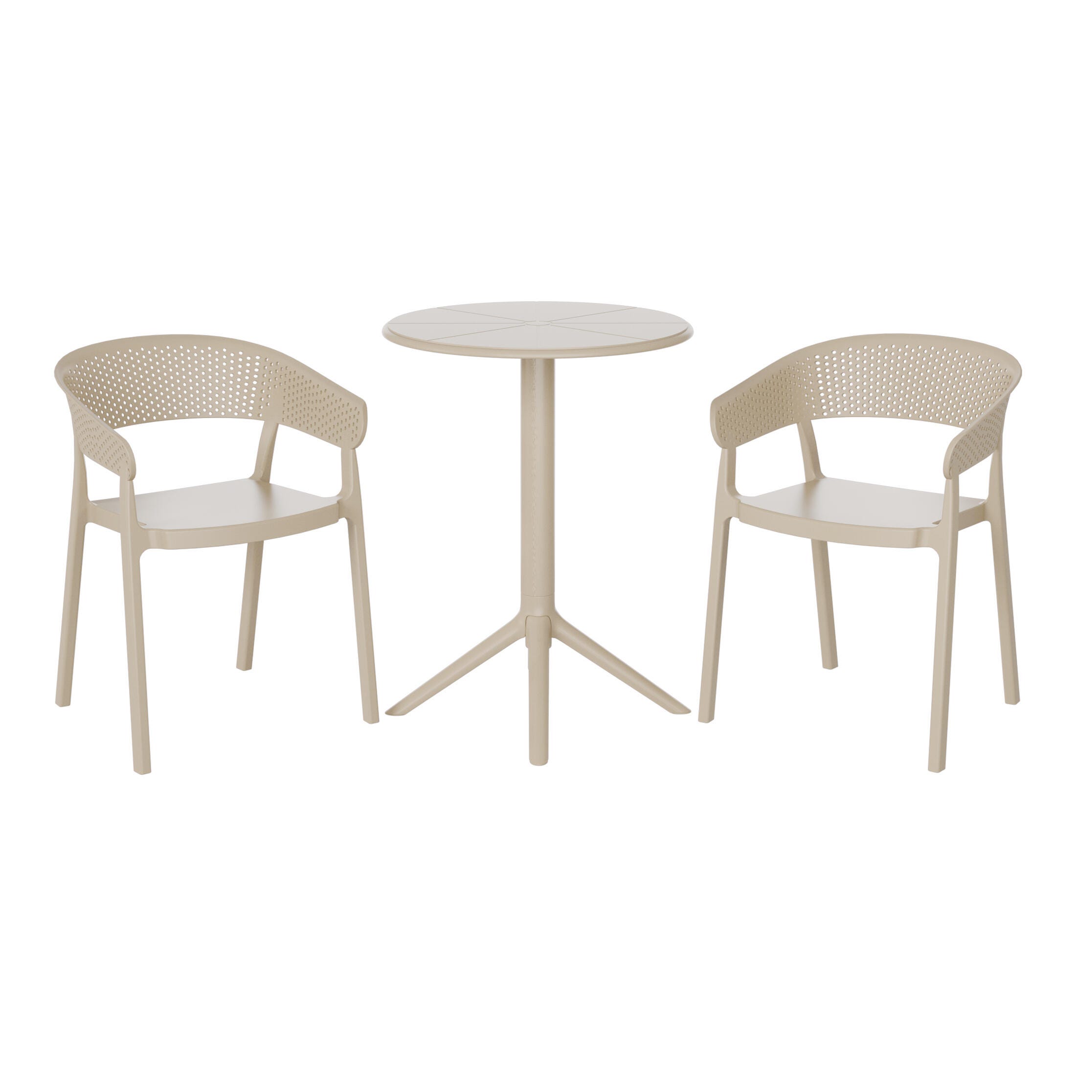 Westin Furniture Cove Outdoor Dining Table and 2 Chairs, Sand, large