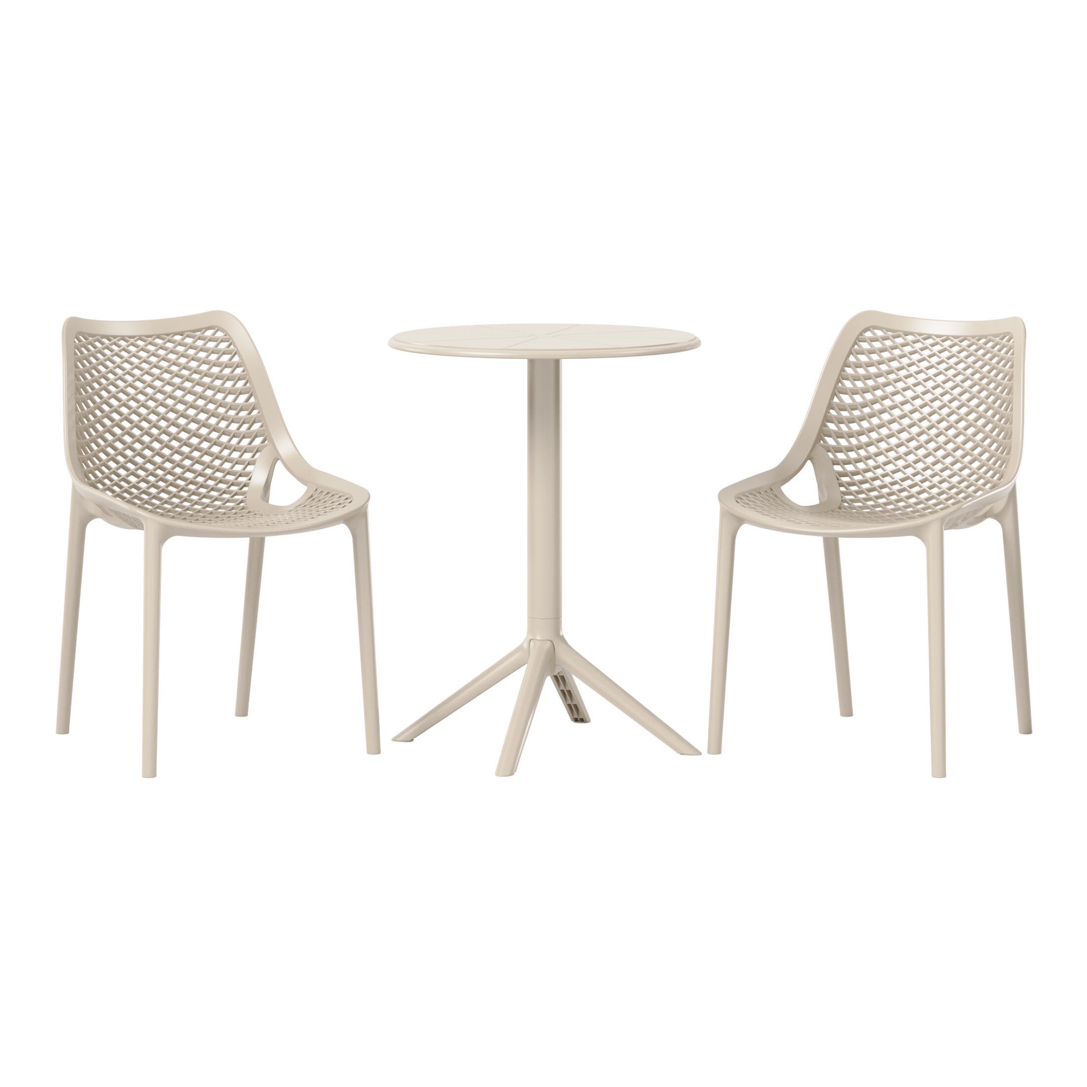 Westin Furniture Rhode Outdoor Dining Table and 2 Chairs, Sand, large