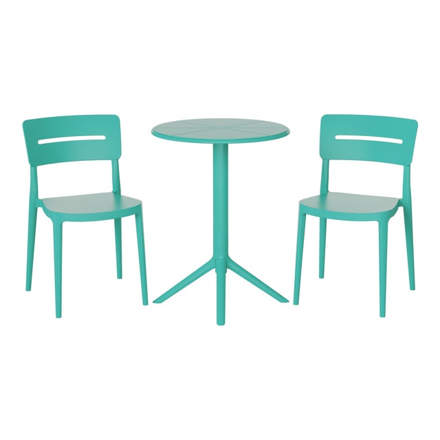 Westin Furniture Meadow Solid Outdoor Dining Table and 2 Chairs, Turquoise