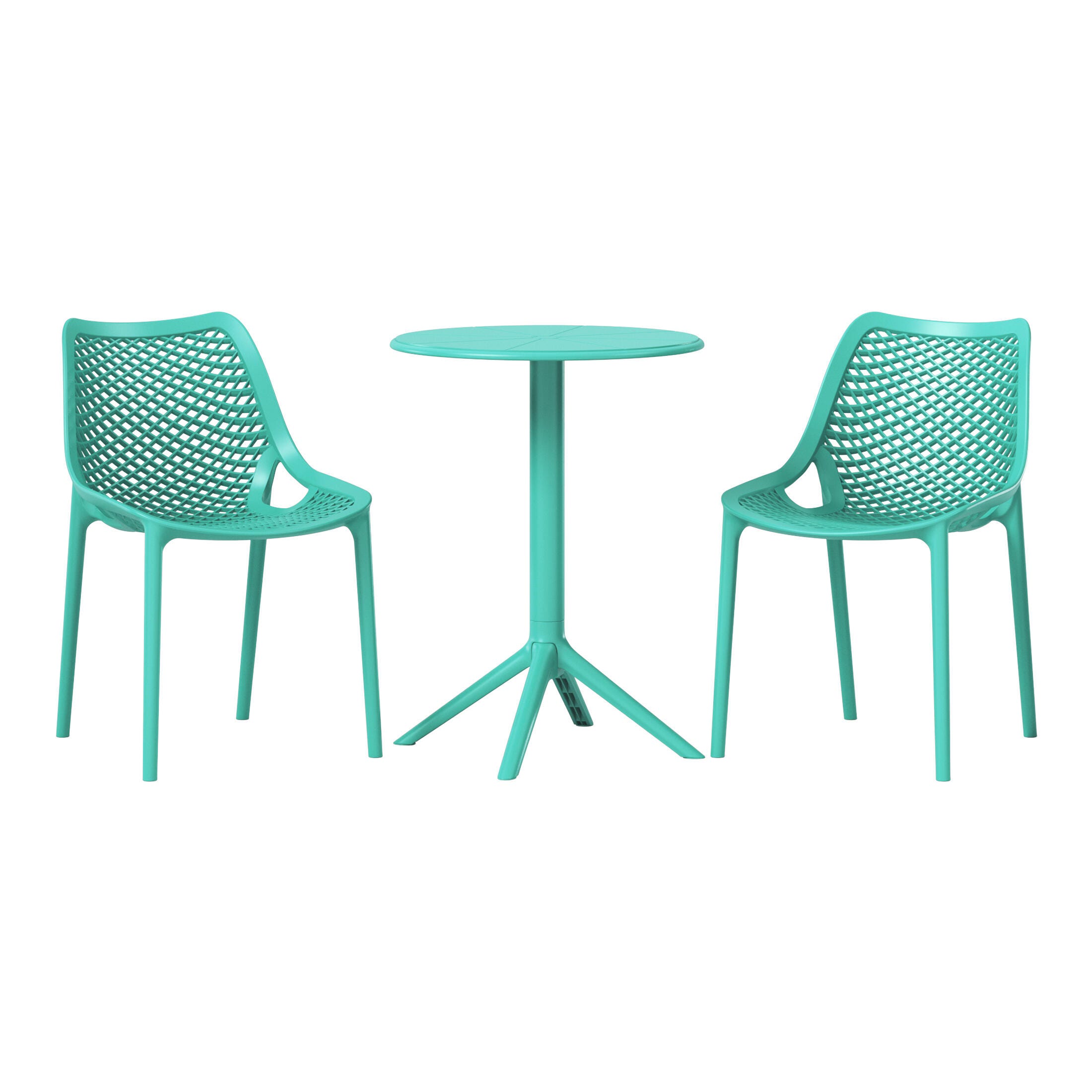 Westin Furniture Rhode Outdoor Dining Table and 2 Chairs, Turquoise, large