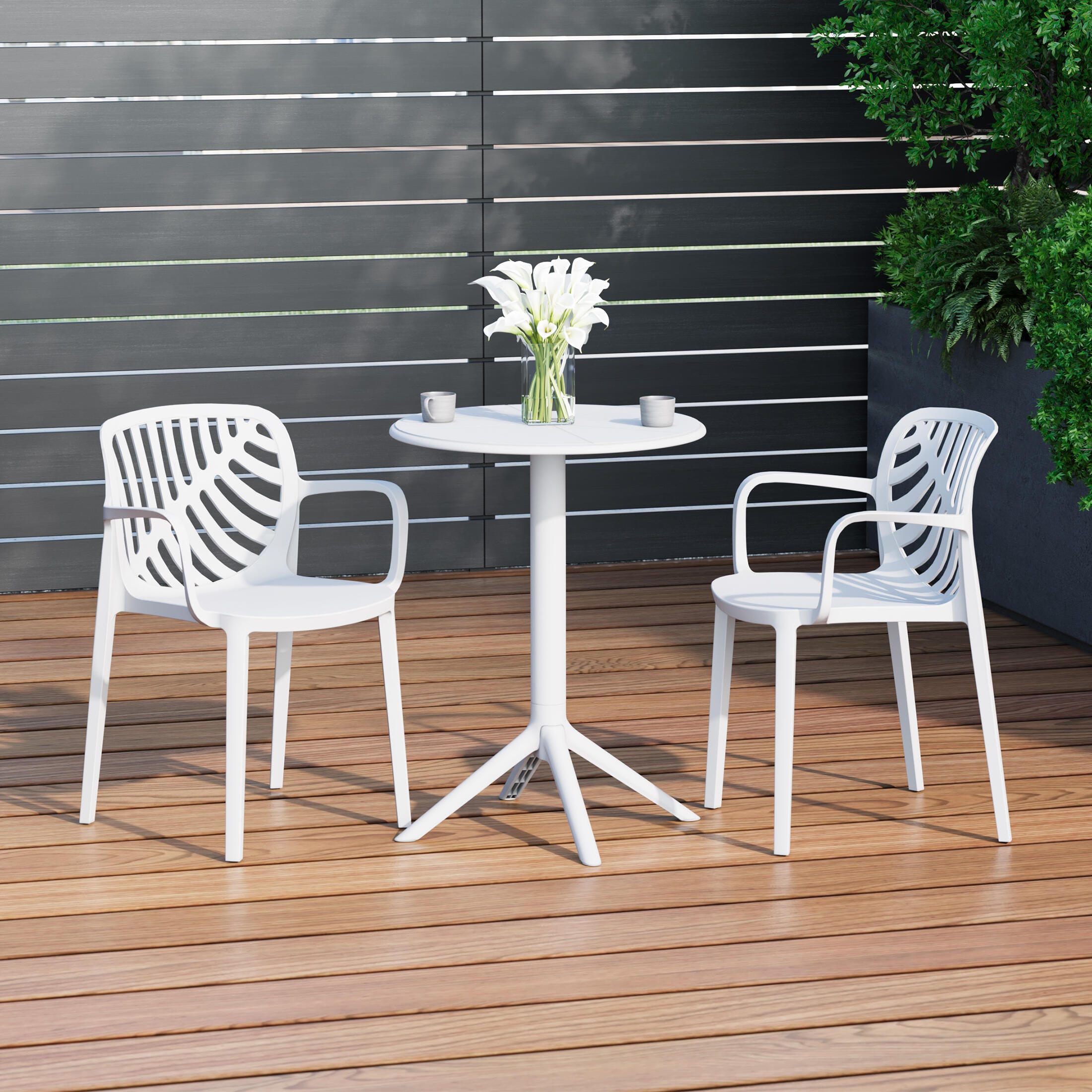 Westin Furniture Haven Outdoor Dining Table and 2 Chairs, White, rollover